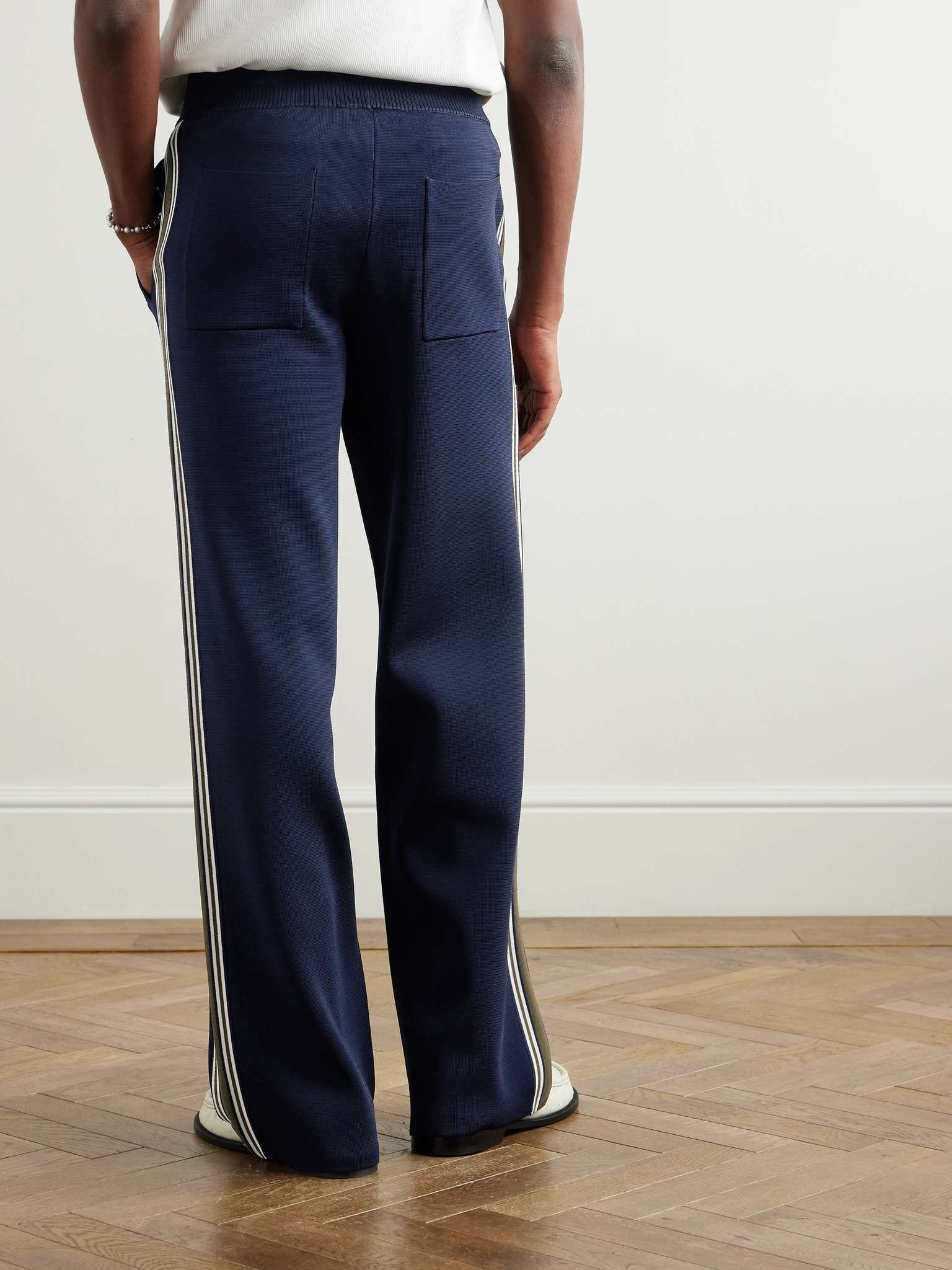 Straight-Leg Striped Knitted Track Pants - 4