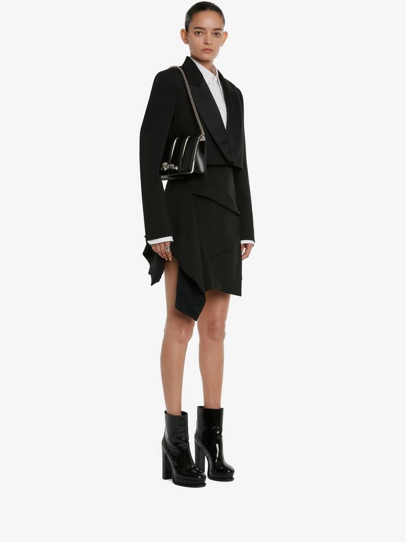 Women's Drape Tailored Mini Skirt in Black - 5