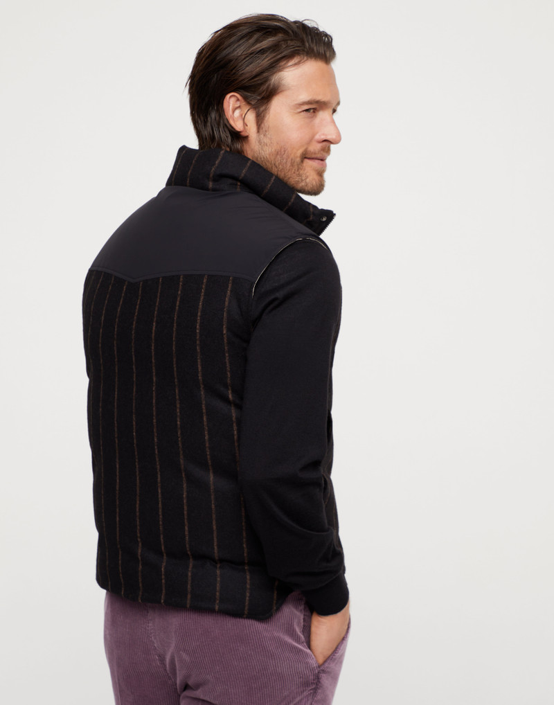 Brunello Cucinelli Alpaca and wool wide chalk stripe down vest outlook