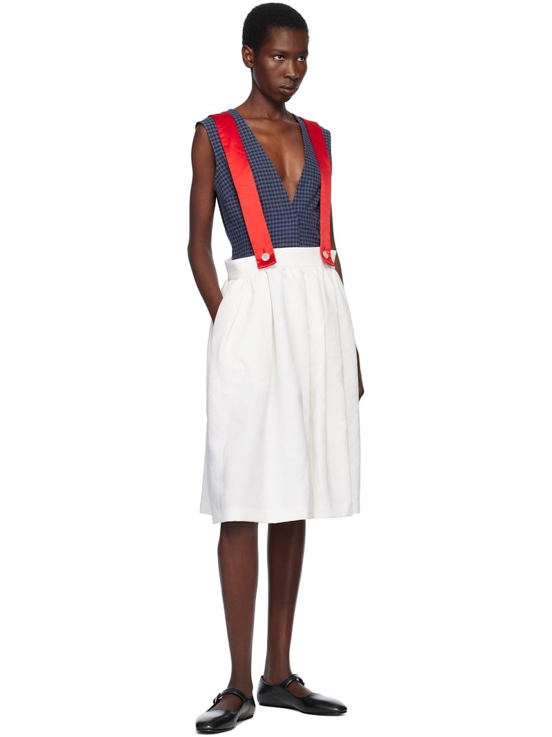 Comme des Garçons GIRL White & Red Gabardine & Satin Midi Skirt outlook