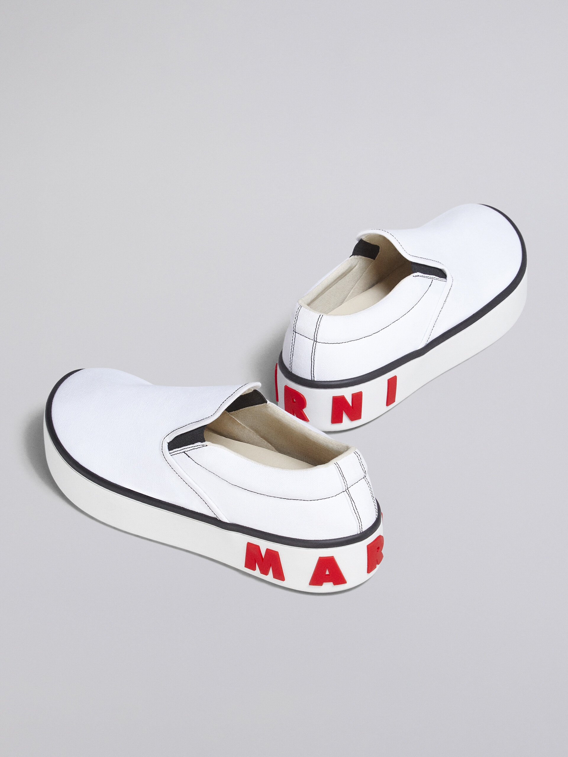 WHITE CANVAS PAW SNEAKER WITH BACK MAXI LOGO - 4