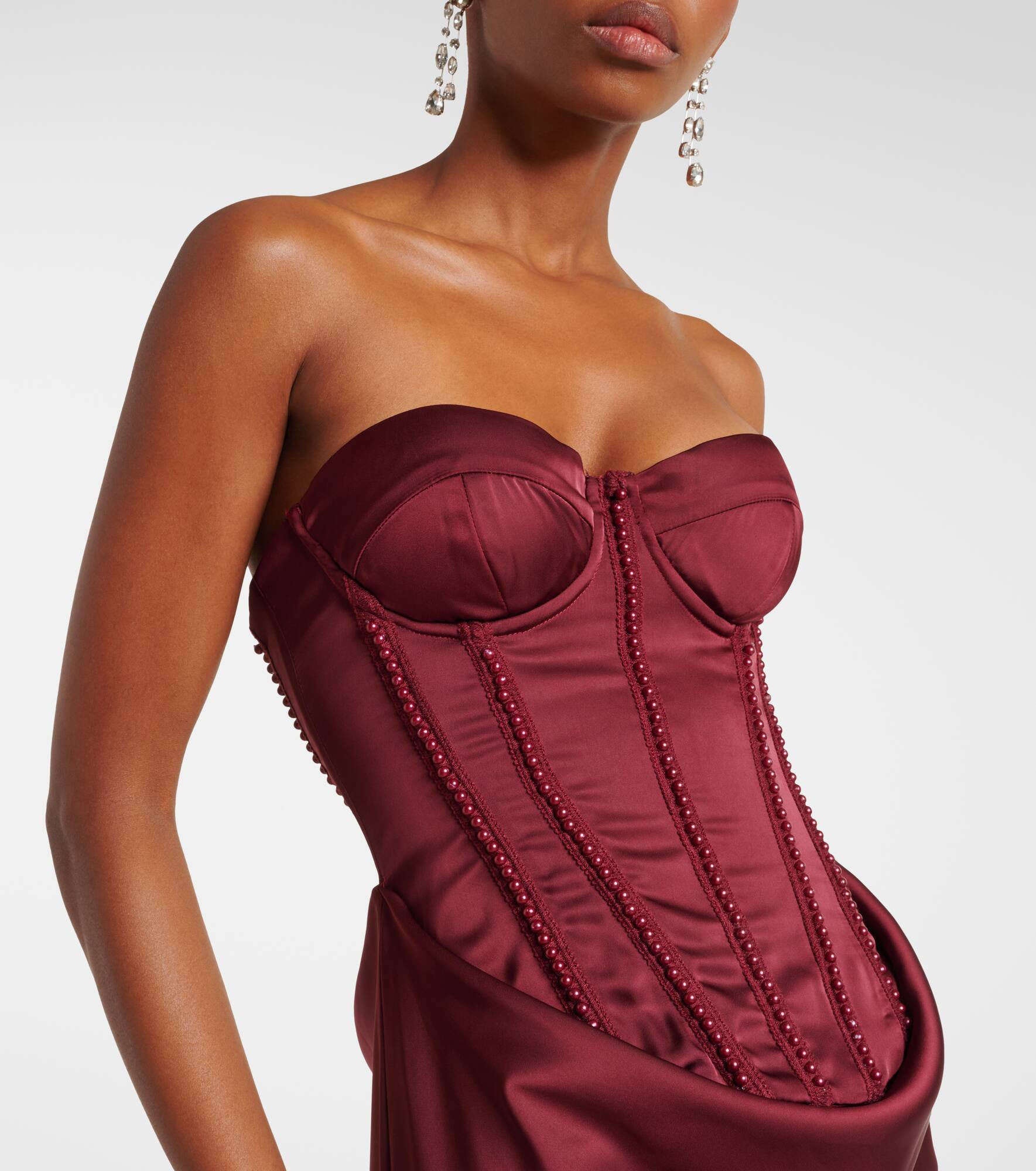 Embellished draped satin corset gown - 4