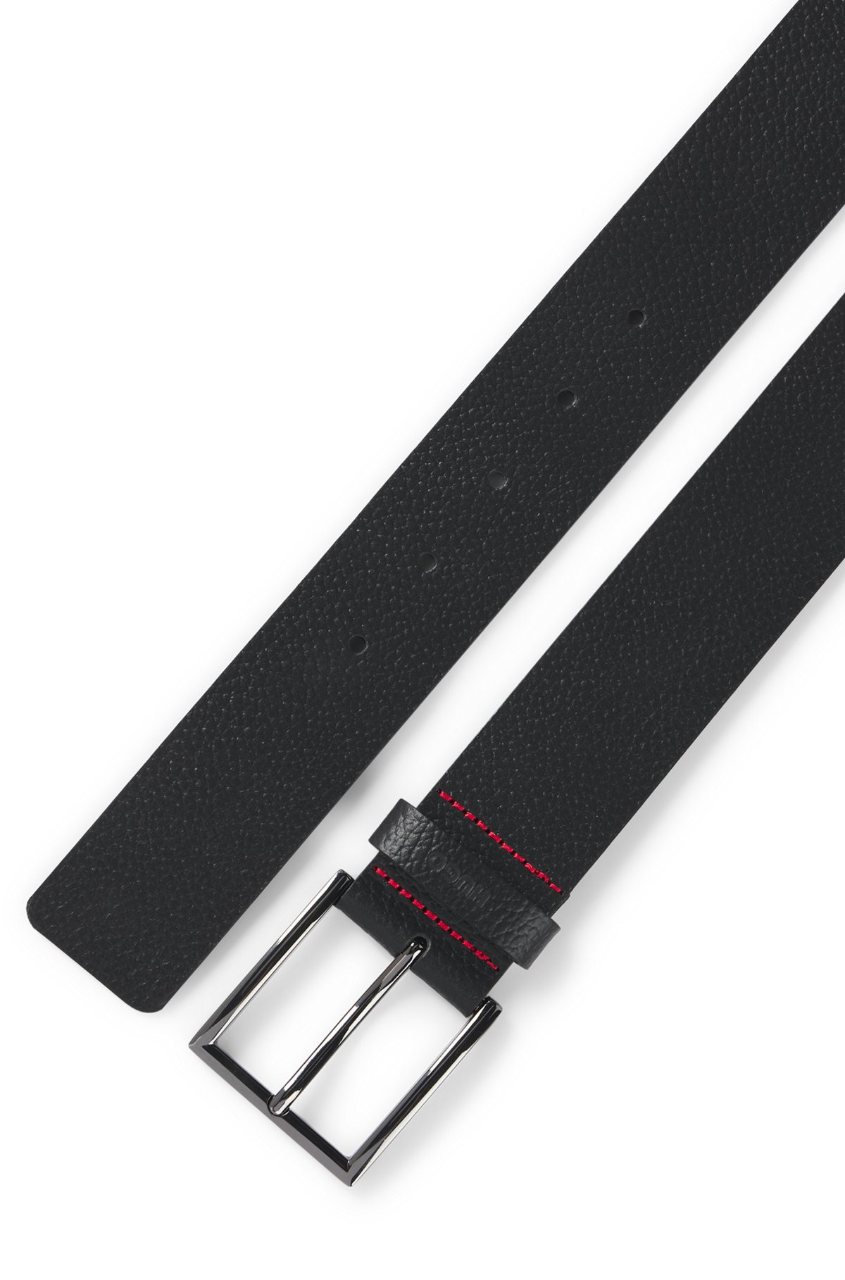 GRAINED-LEATHER BELT WITH BRANDED KEEPER - 3