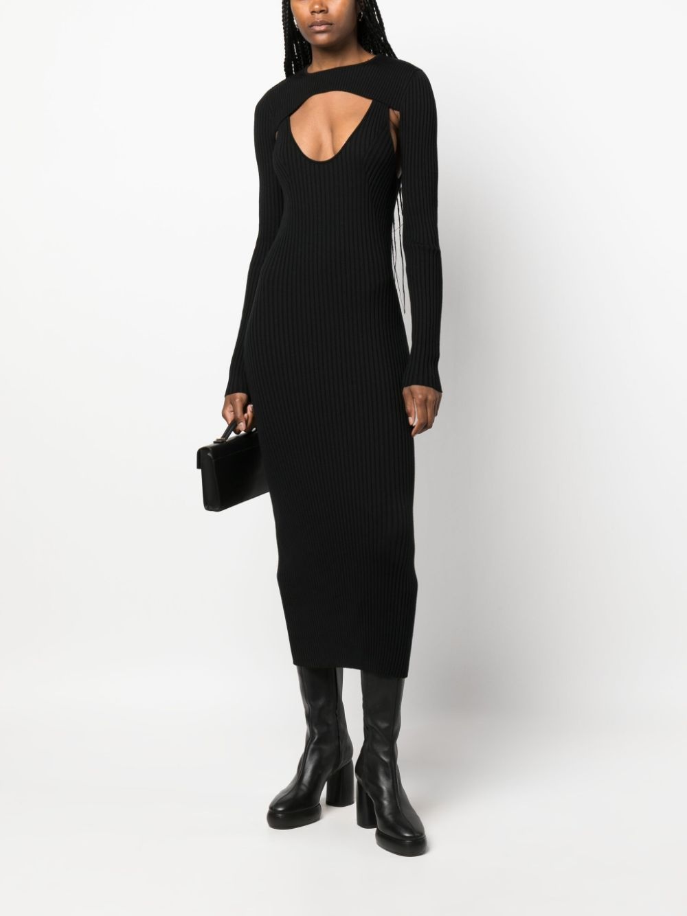 x Simkhai contoured ribbed-knit midi dress - 2