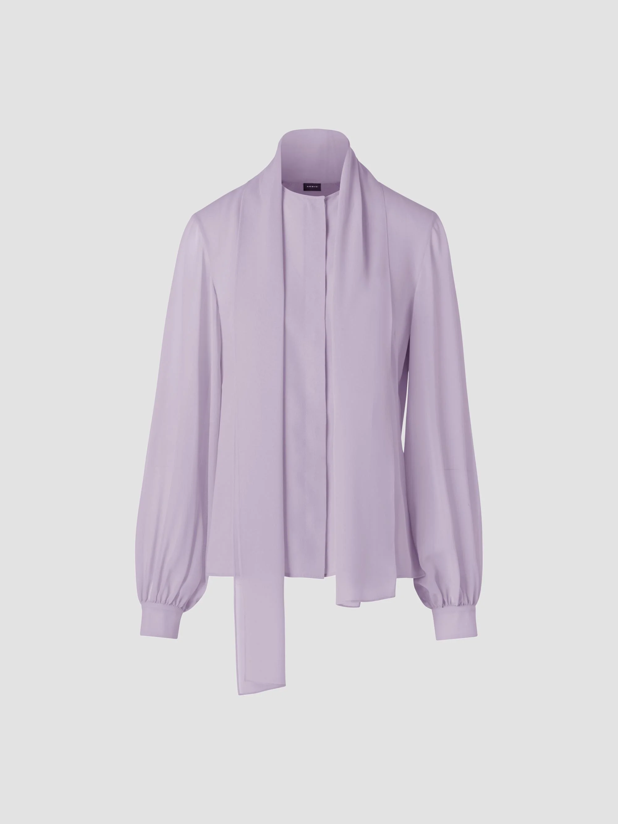 Women's Silk Georgette Scarf Blouse - Malva - 1