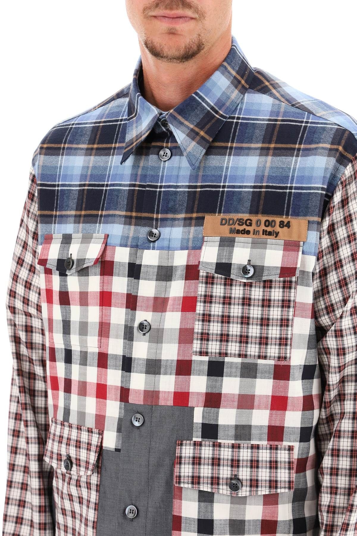 CHECK PATCHWORK MULTI-POCKET SHIRT - 5