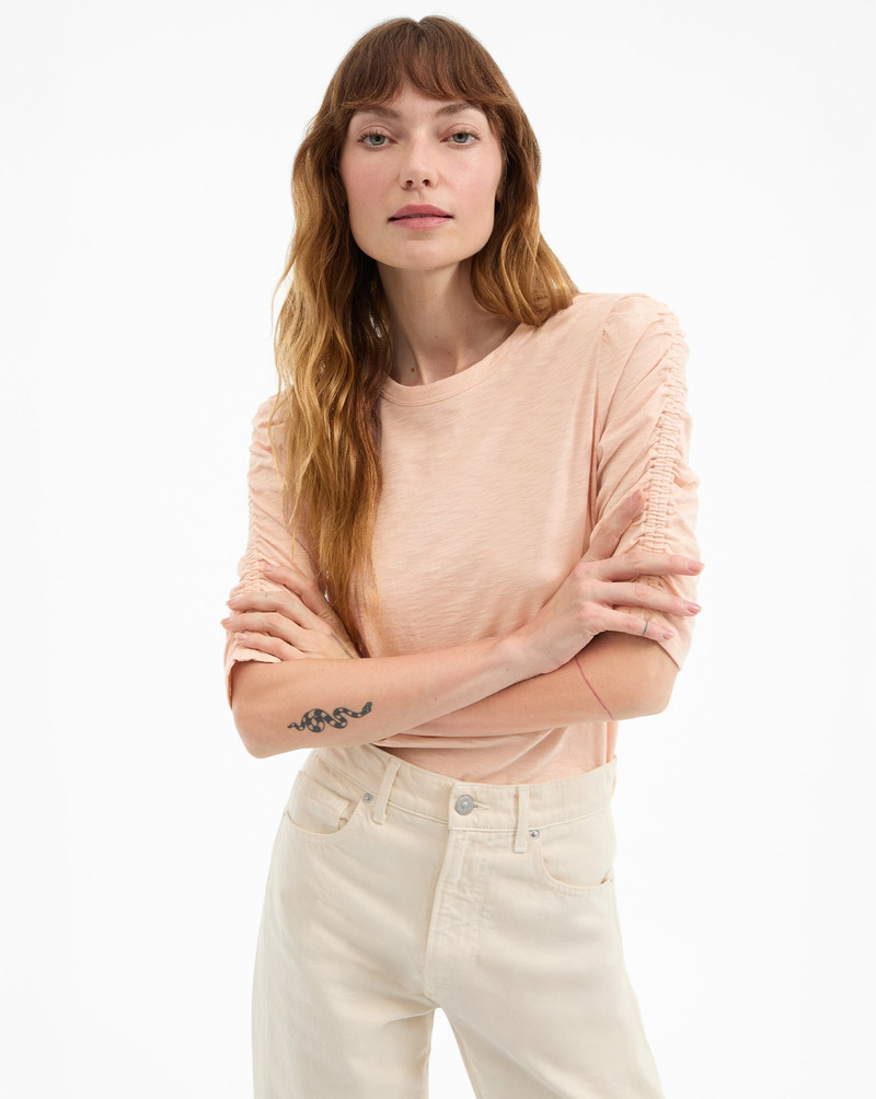 VERONICA BEARD WALDORF RUCHED-SLEEVE TEE outlook