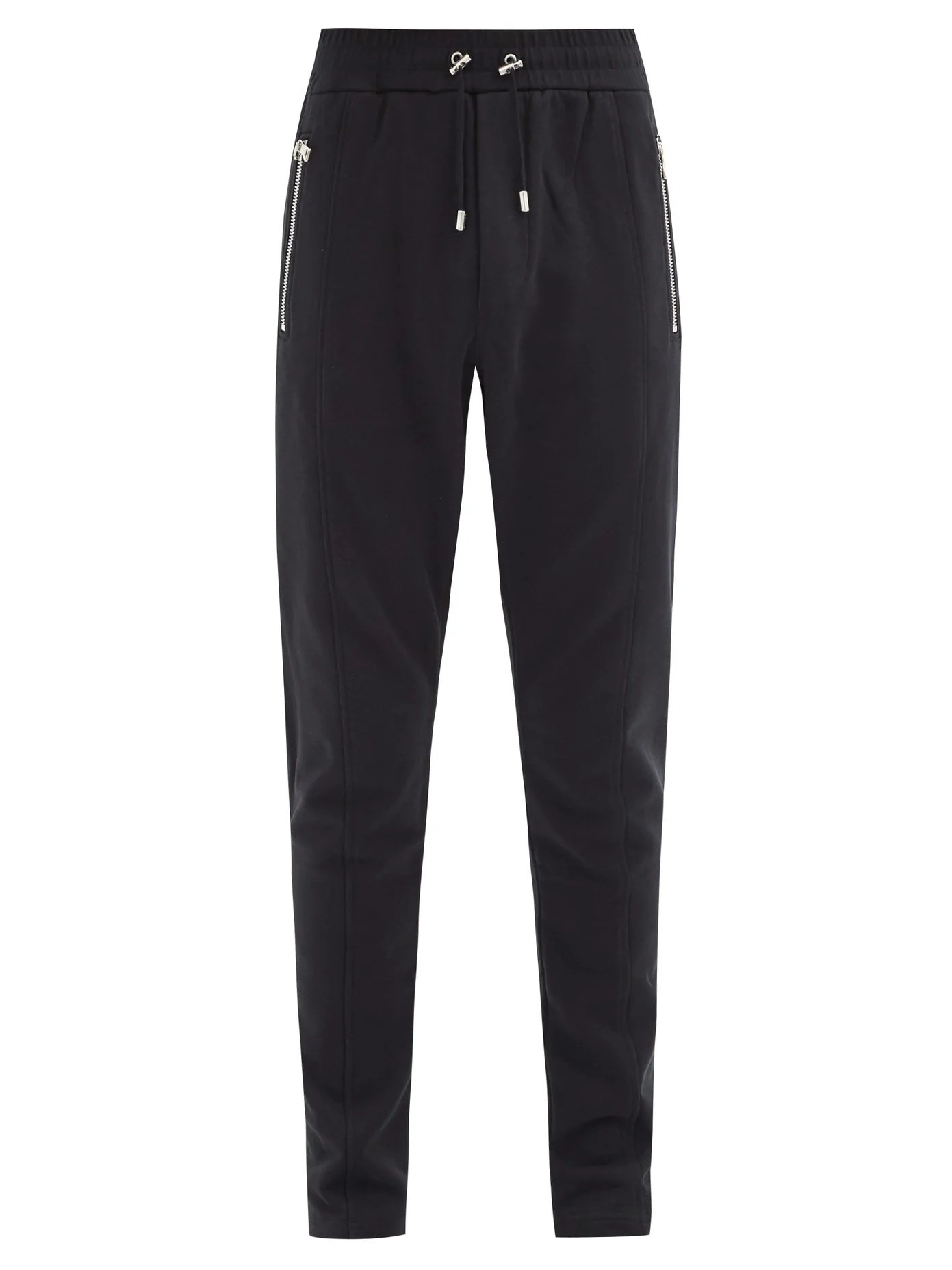 Patent-logo cotton-jersey track pants - 1