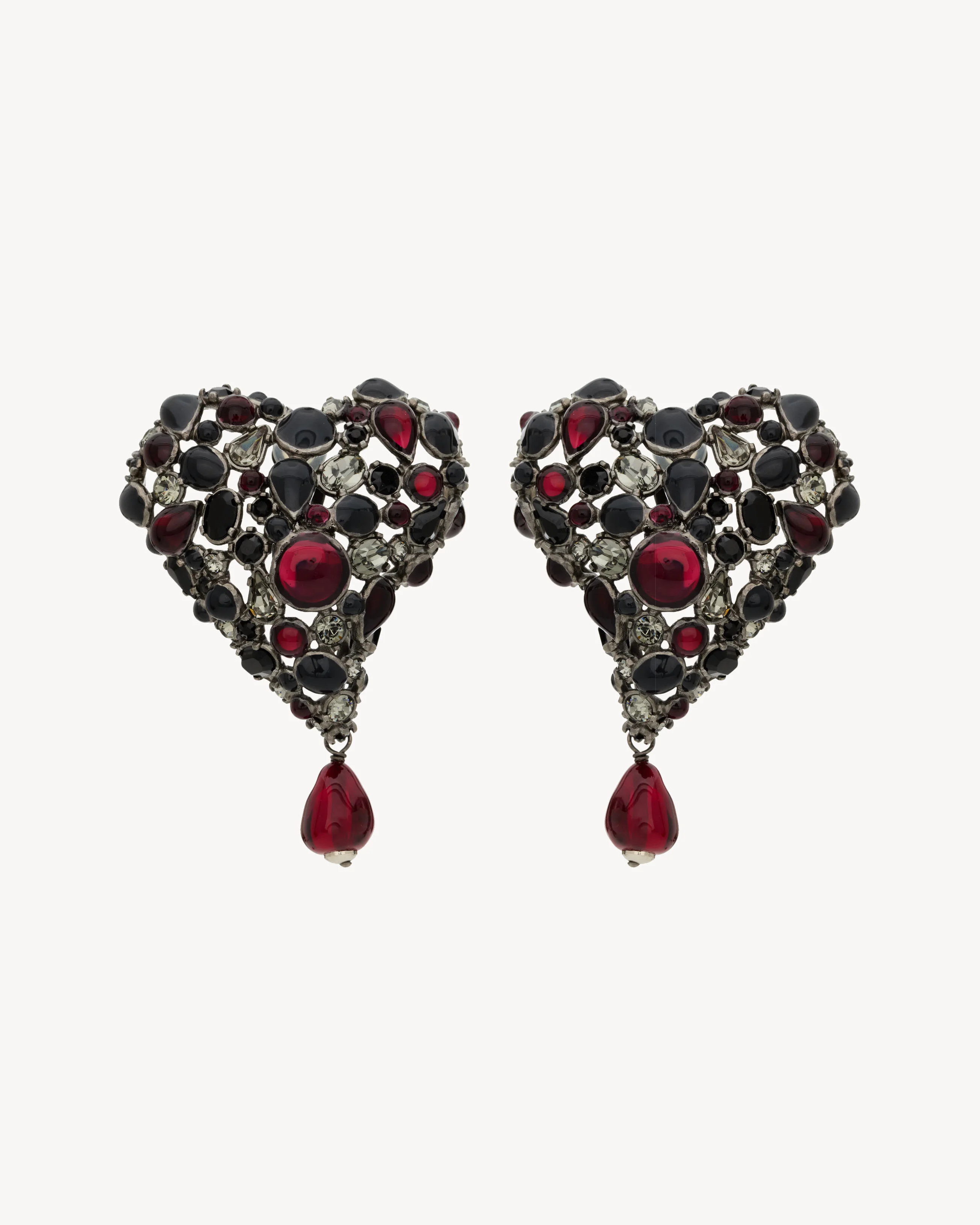 CRYSTAL HEART EARRINGS IN RESIN AND METAL - 1