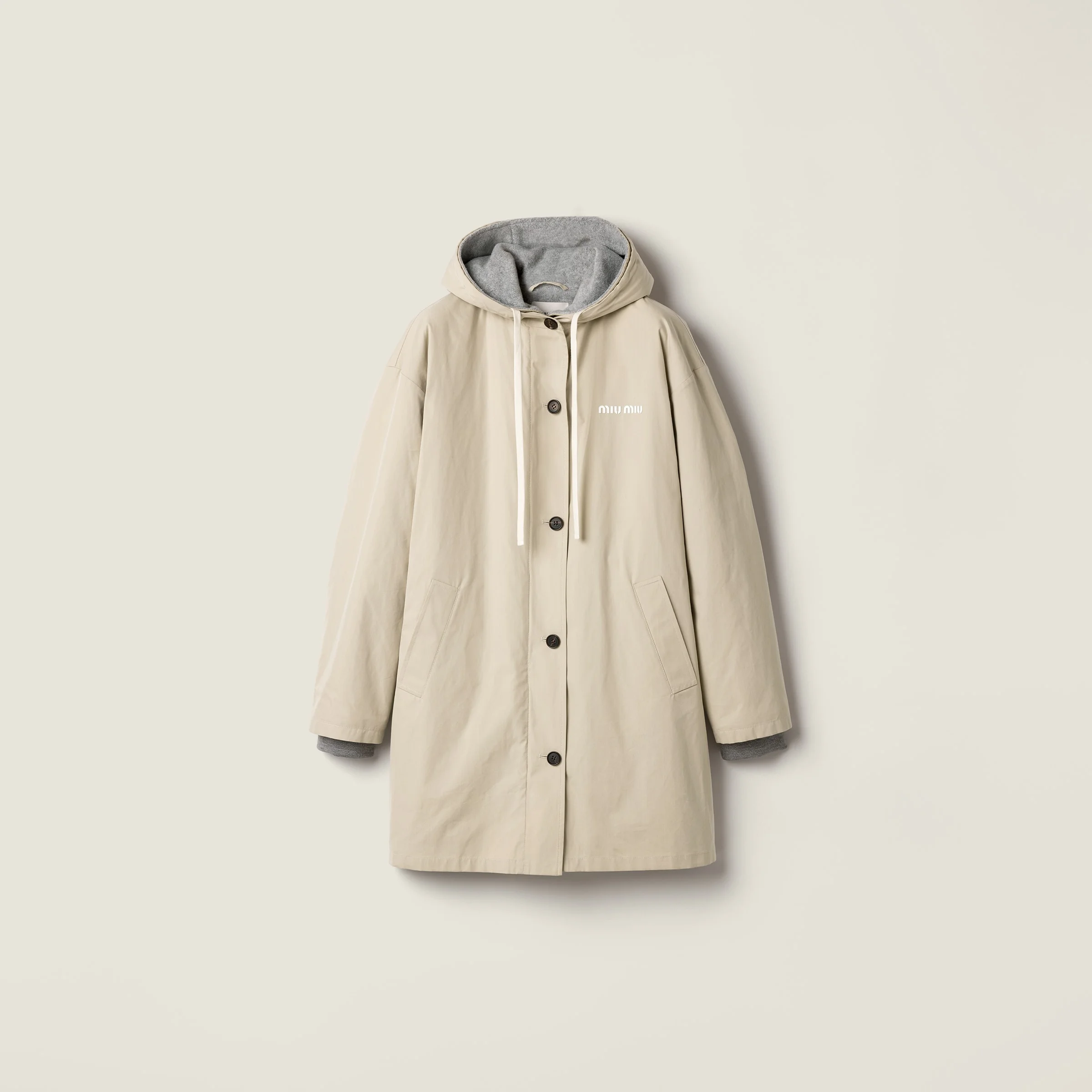 Single-breasted Panama cotton and fleece caban jacket - 1