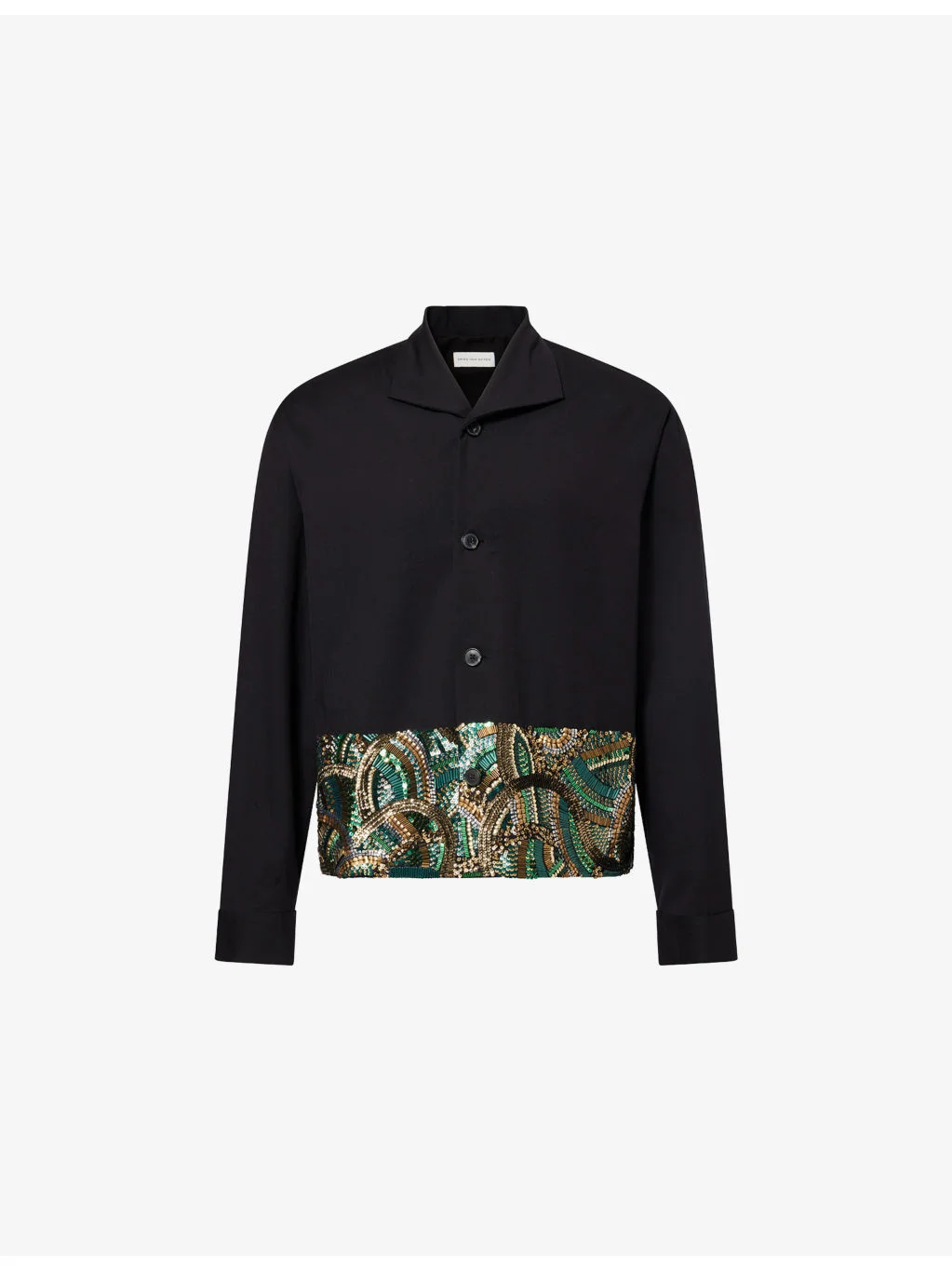 Spread-Collar Embroidered Cotton-And-Wool Jacket - 1