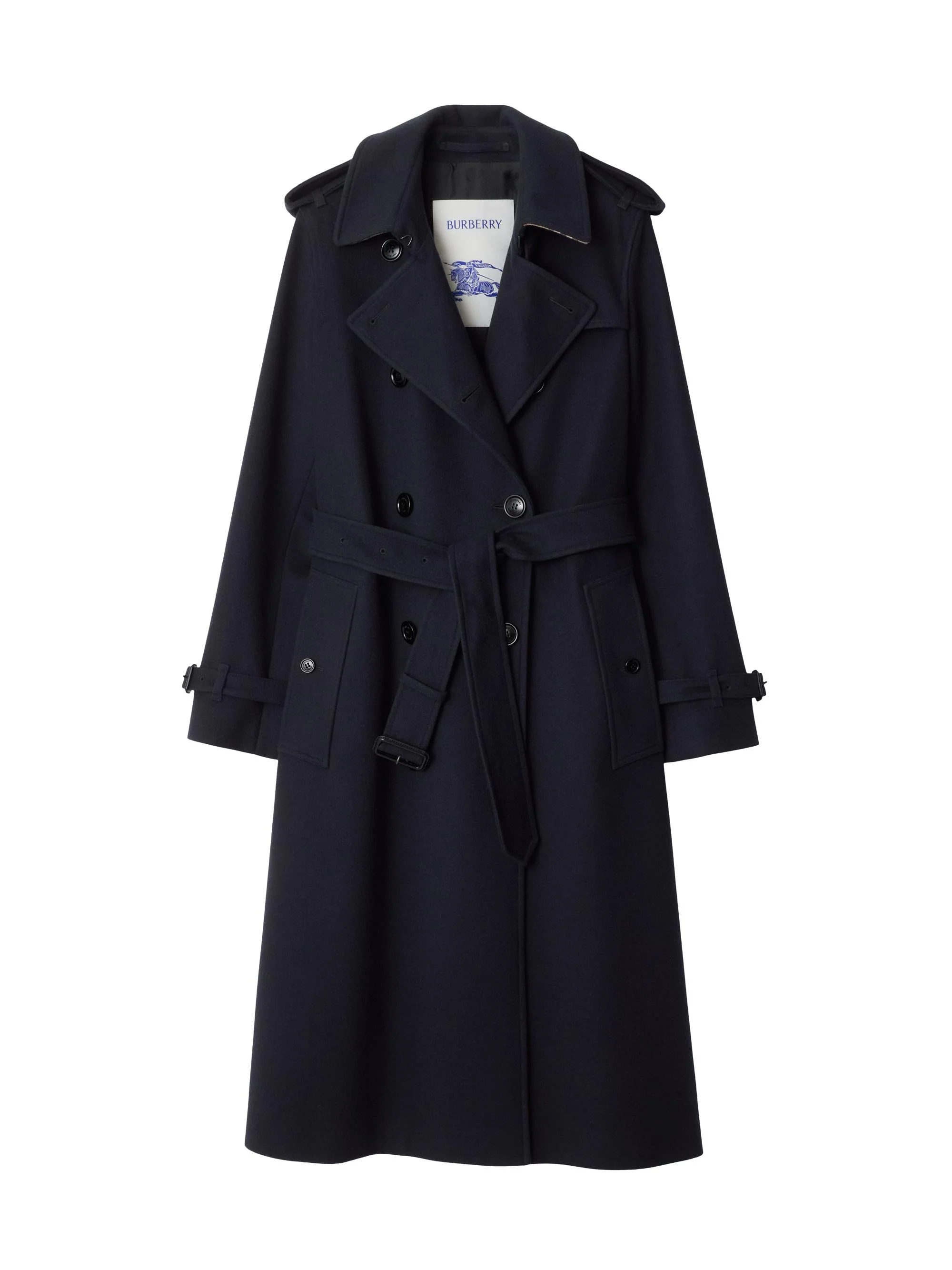 Women's Kensington Cashmere Long Trench Coat - Navy - 1