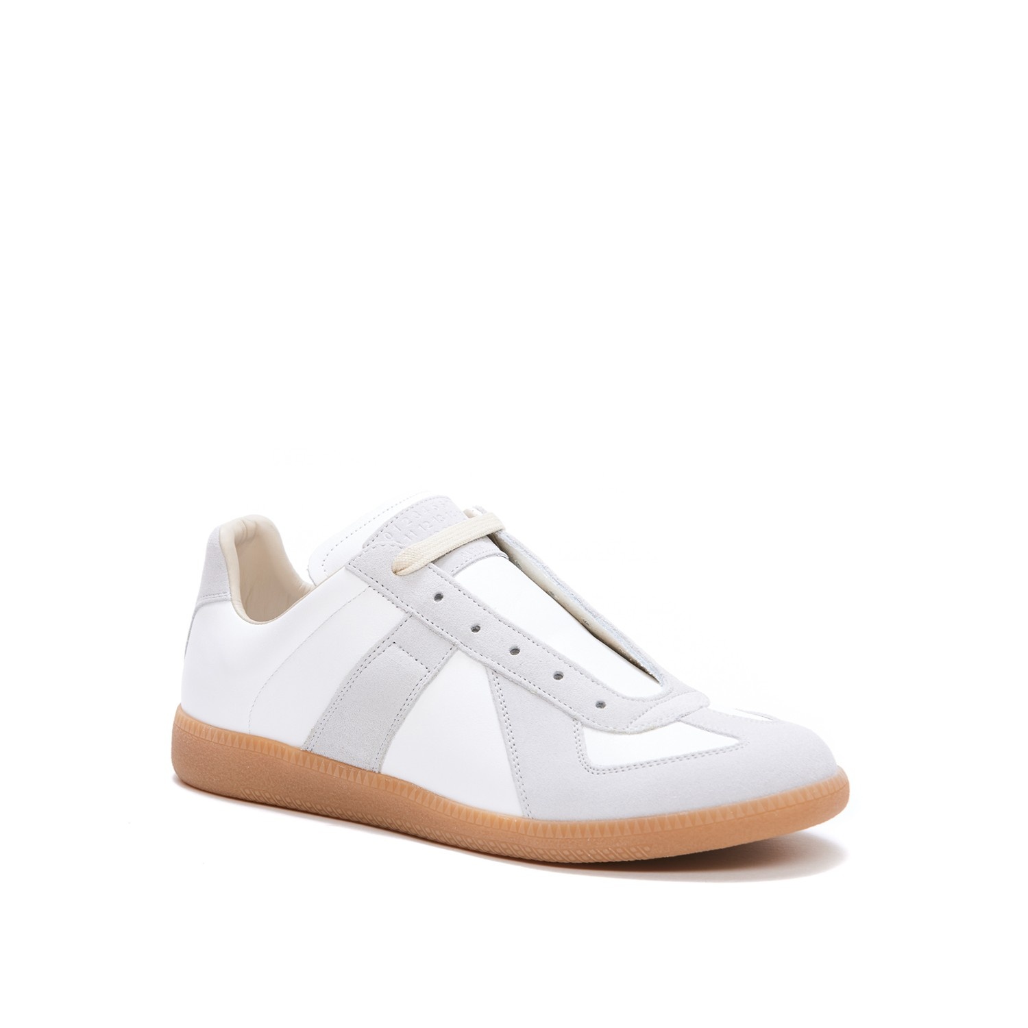 OFF WHITE LEATHER AND GREY SUEDE REPLICA SNEAKERS - 2