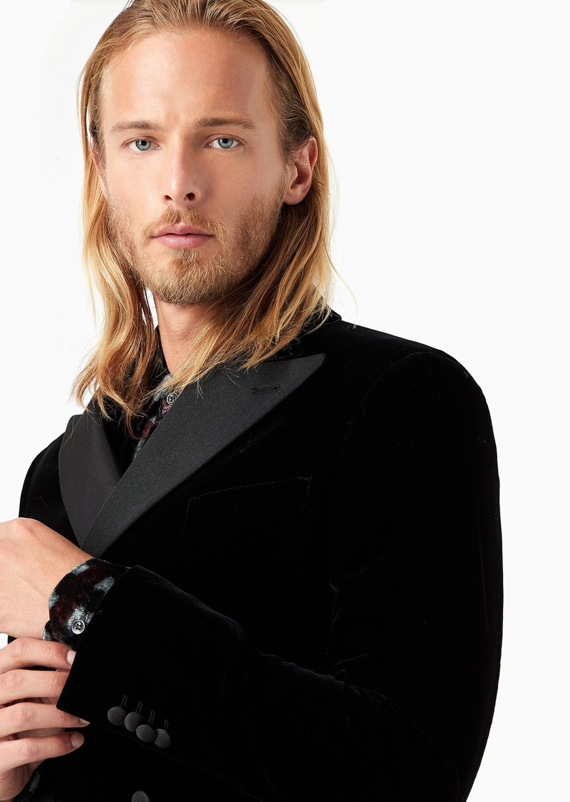 Madison line full-canvas velvet suit with a double-breasted jacket 6