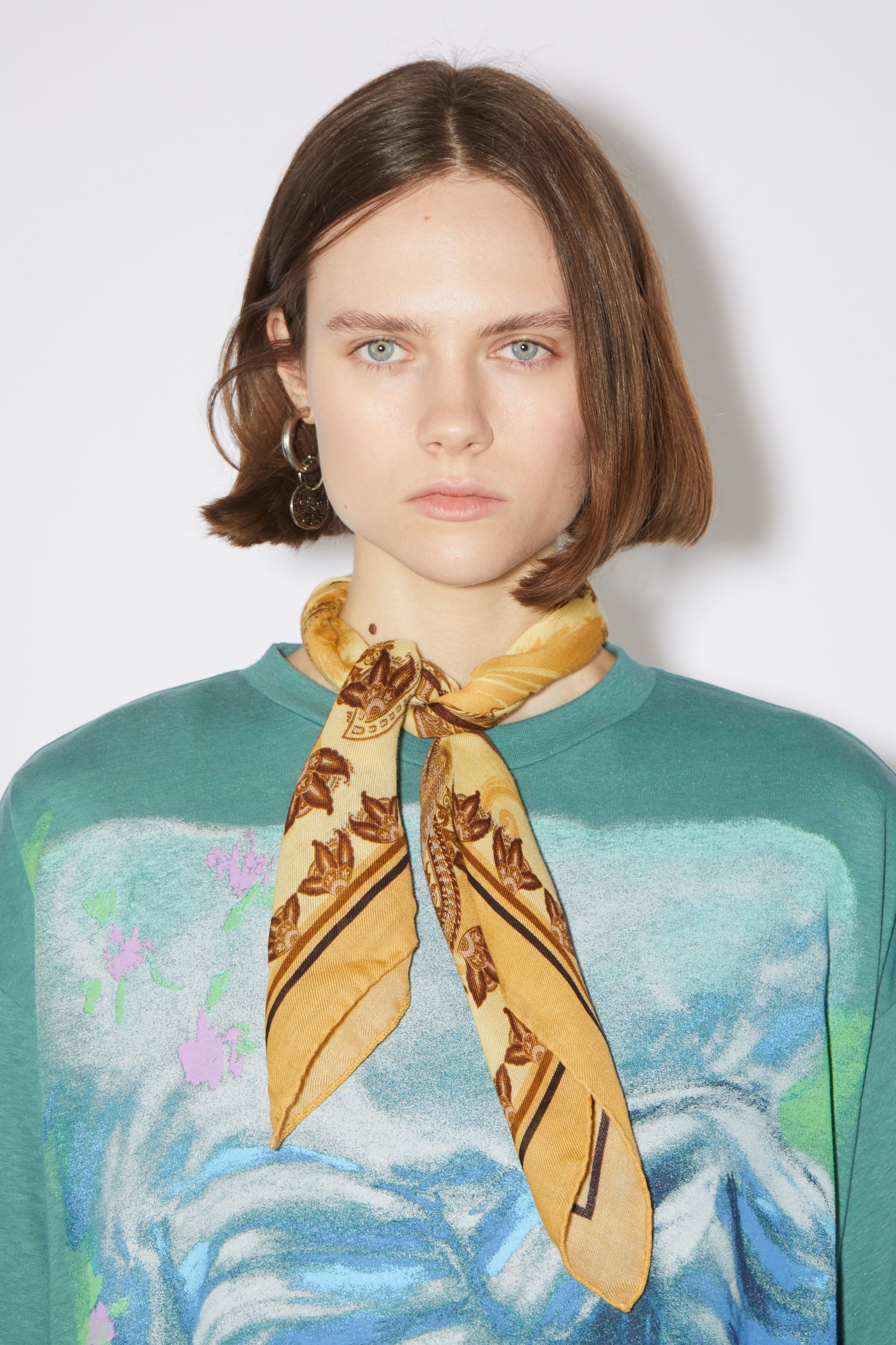 Printed cashmere scarf - Honey yellow - 2