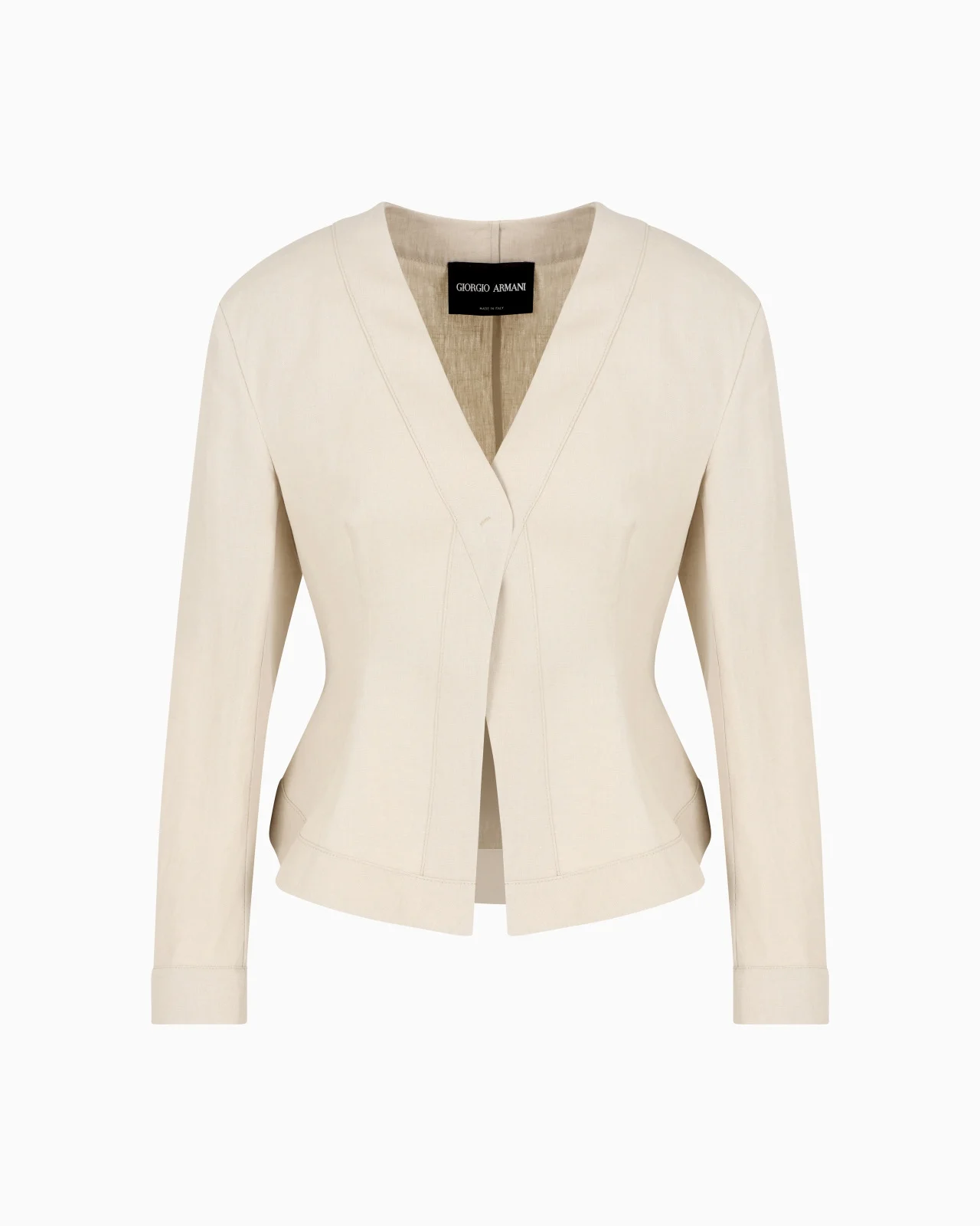 SHORT, SINGLE-BREASTED LINEN JACKET - 1
