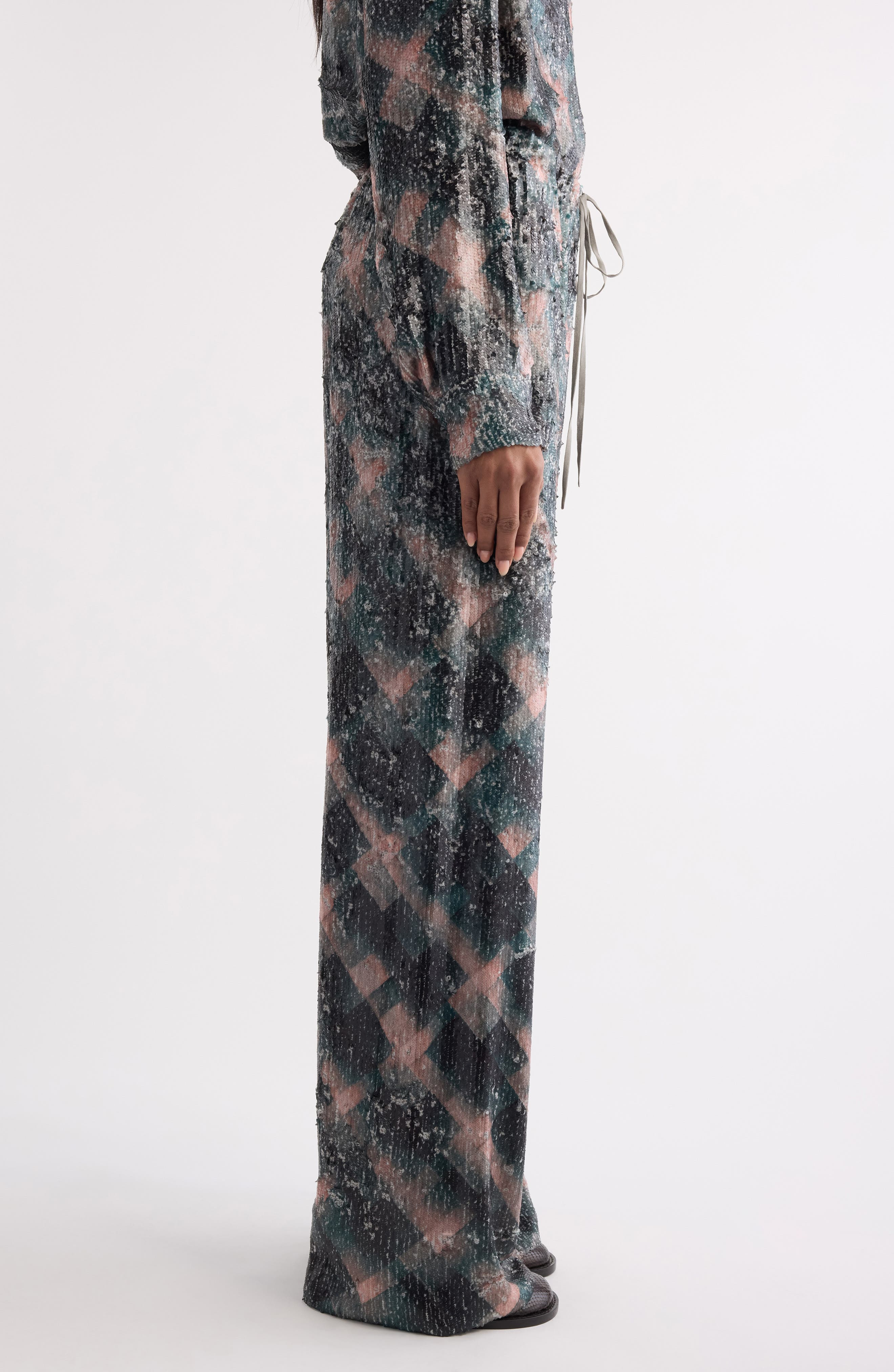 Dries Van Noten Puviss Sequin Embroidered Wide Leg Pants in Bottle at Nordstrom - 4