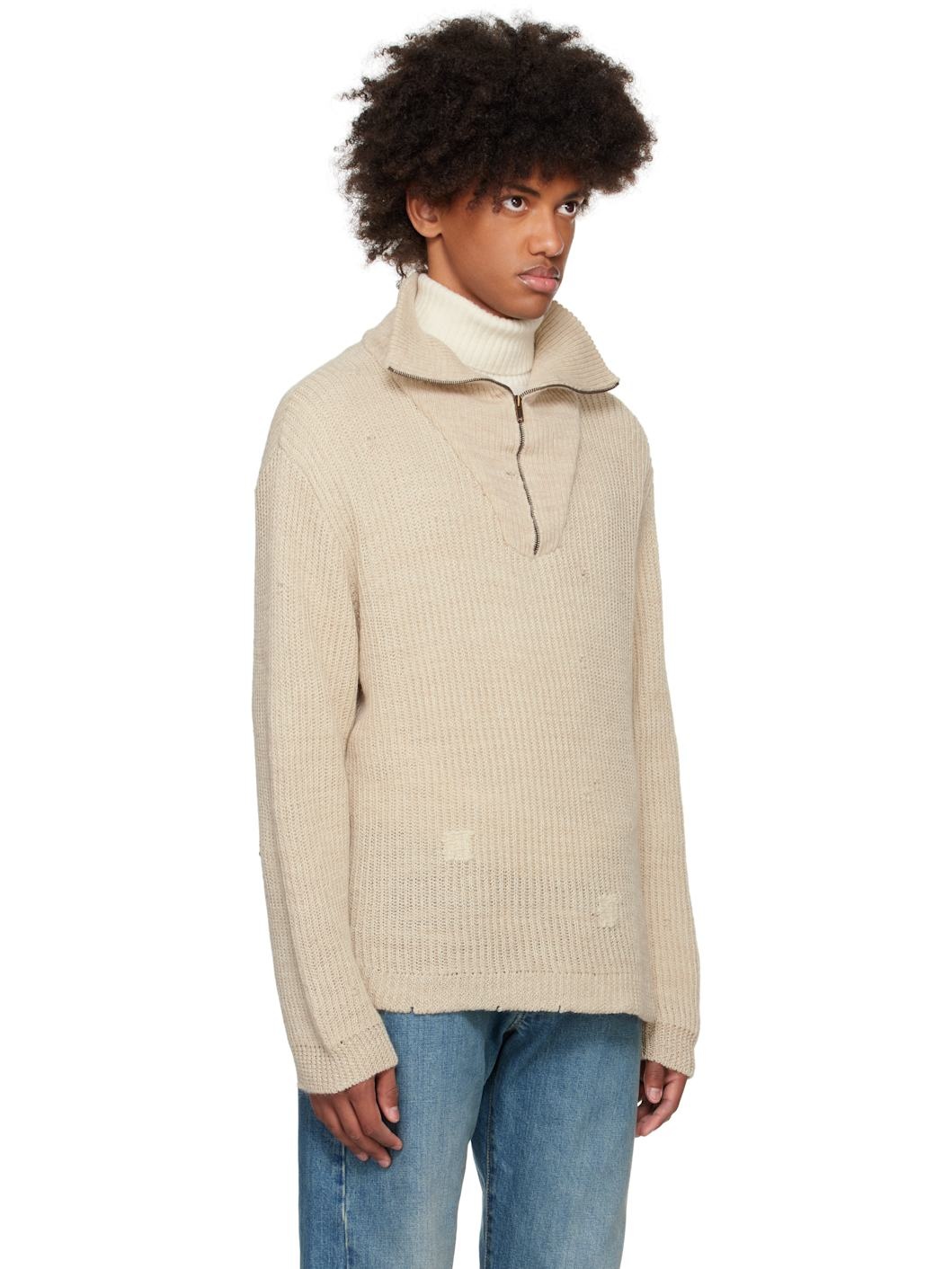 Beige Summer Shetland Knit Sweater - 2
