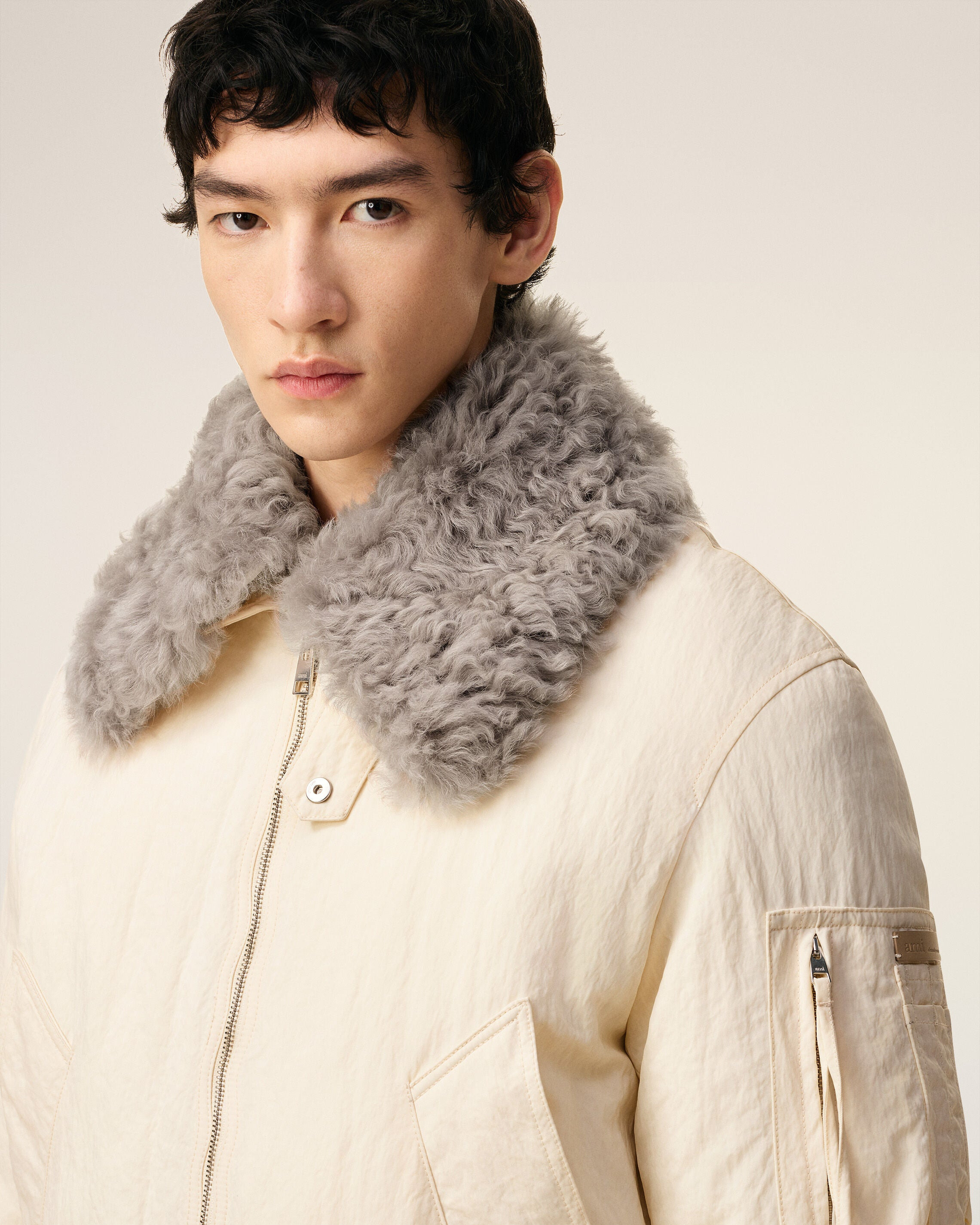 WHITE NYLON PADDED BOMBER - 3