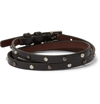 Alexander McQueen Studded Full-Grain Leather Wrap Bracelet outlook