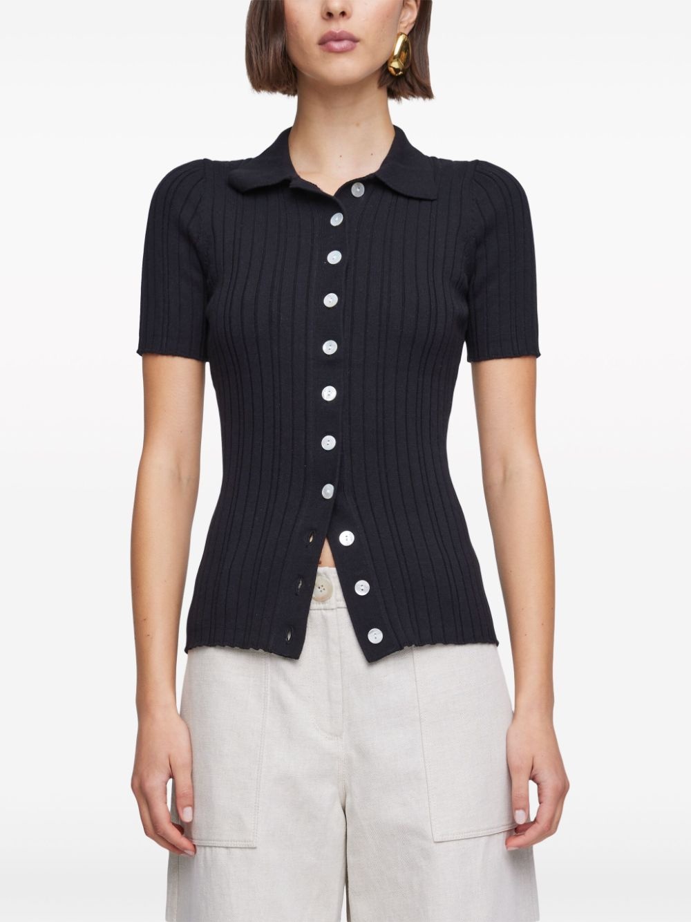 Avi button-up ribbed top - 4