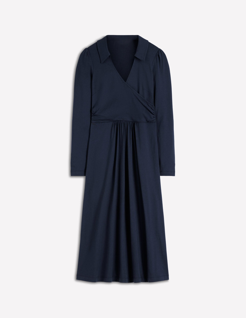 Carla Jersey Wrap Dress-Navy 1