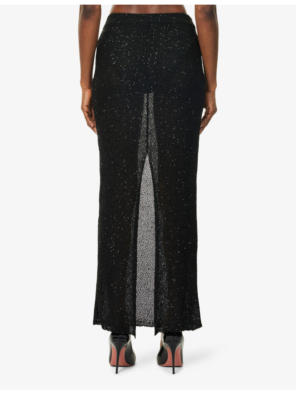Sequin Split Knitted Maxi Skirt - 4