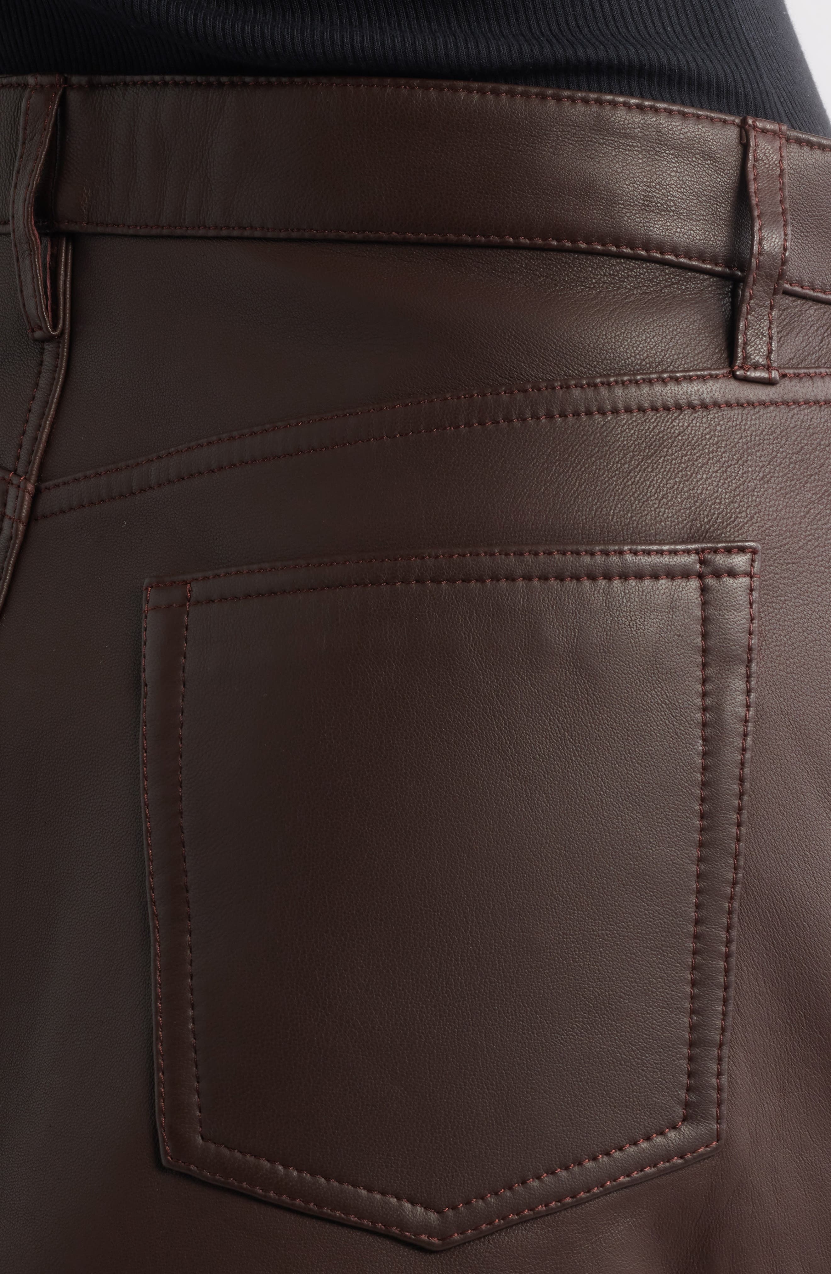 FRAME The Leather Miniskirt in Dark Brown at Nordstrom - 4