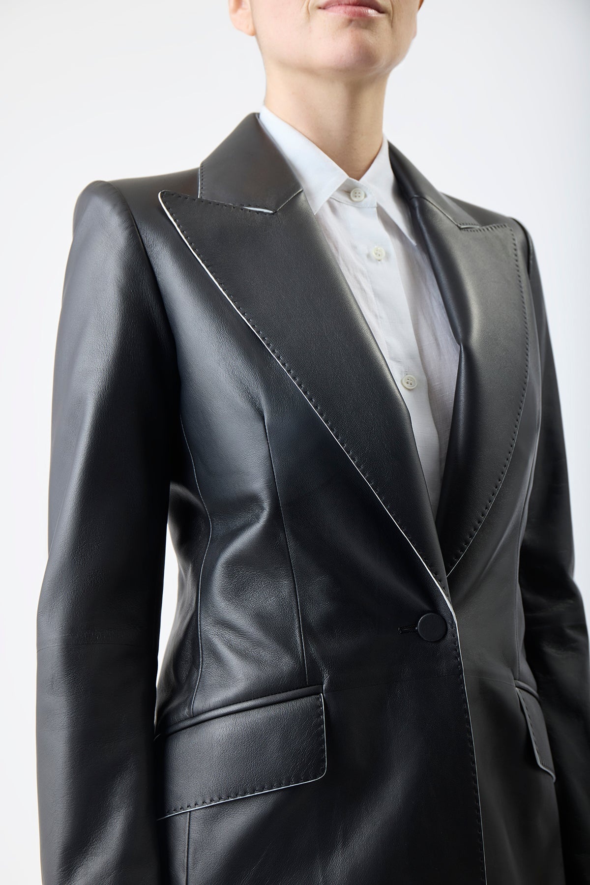 Leiva Blazer in Black Leather - 6