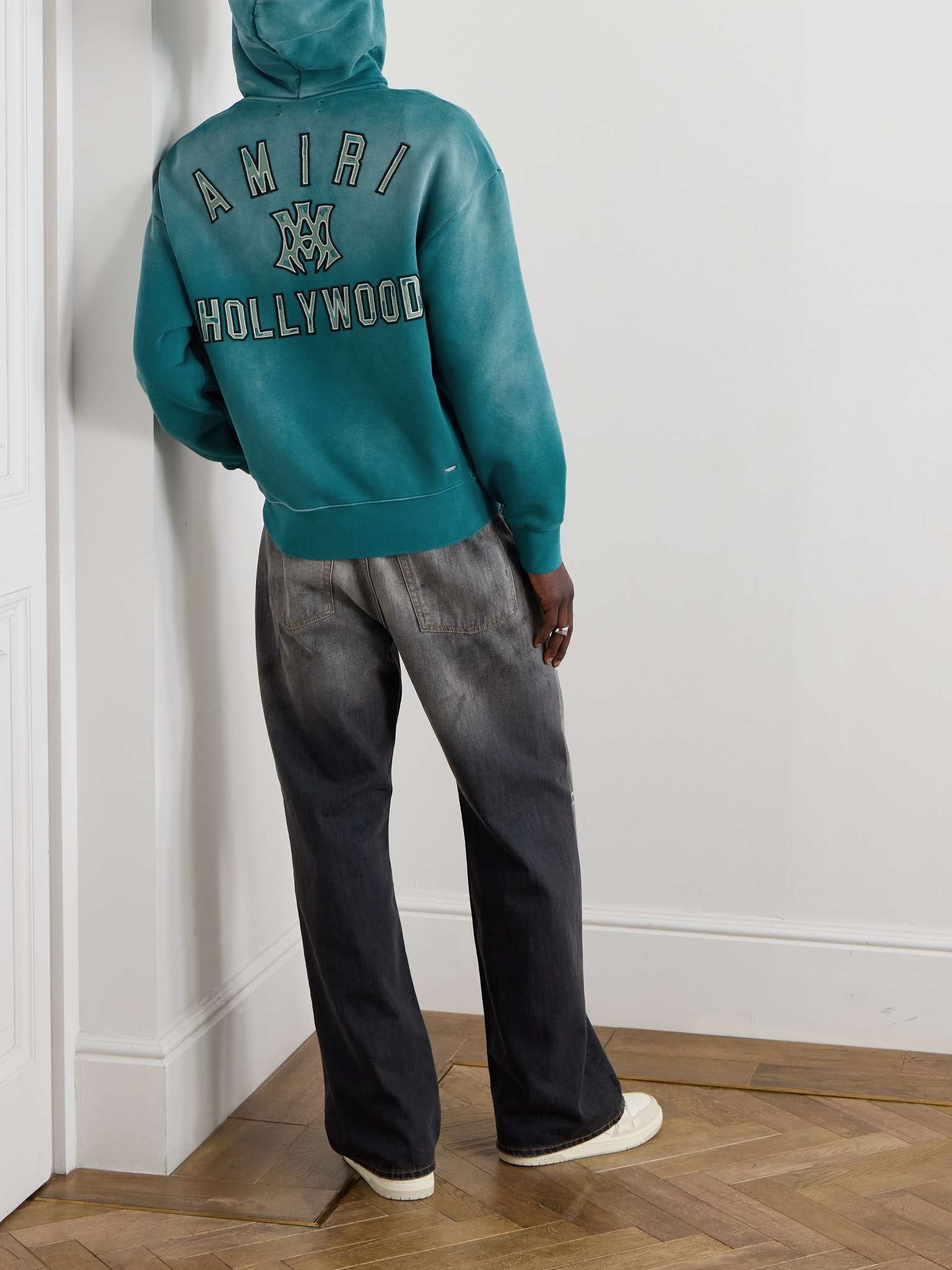 【関税込み】AMIRI グリーン MA Hollywood フーディ AMIRI Hollywood Logo-Appliquéd Cotton-Jersey Hoodie | REVERSIBLE