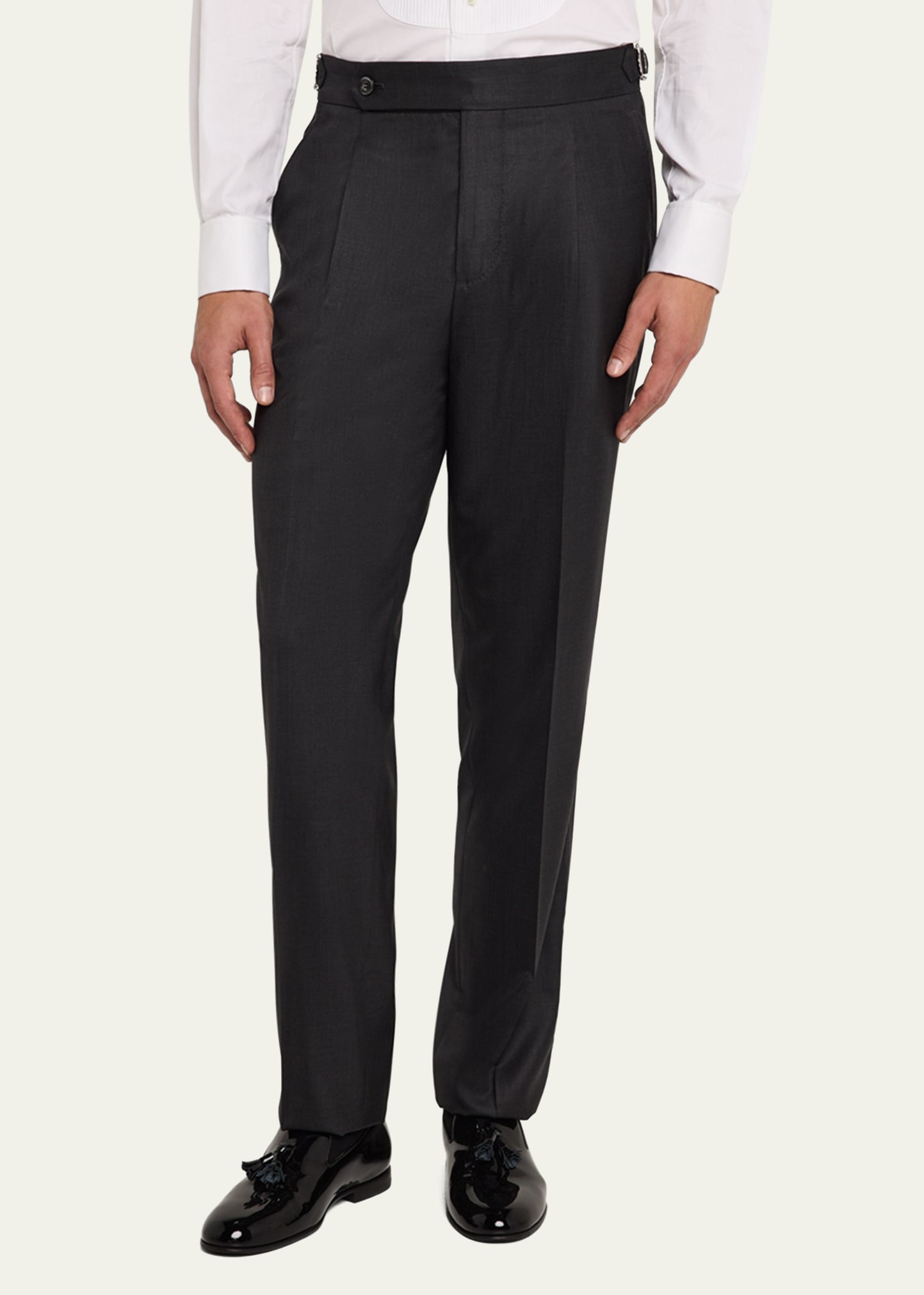 Men's Pleated Formal Pants with Side Tabs - 4