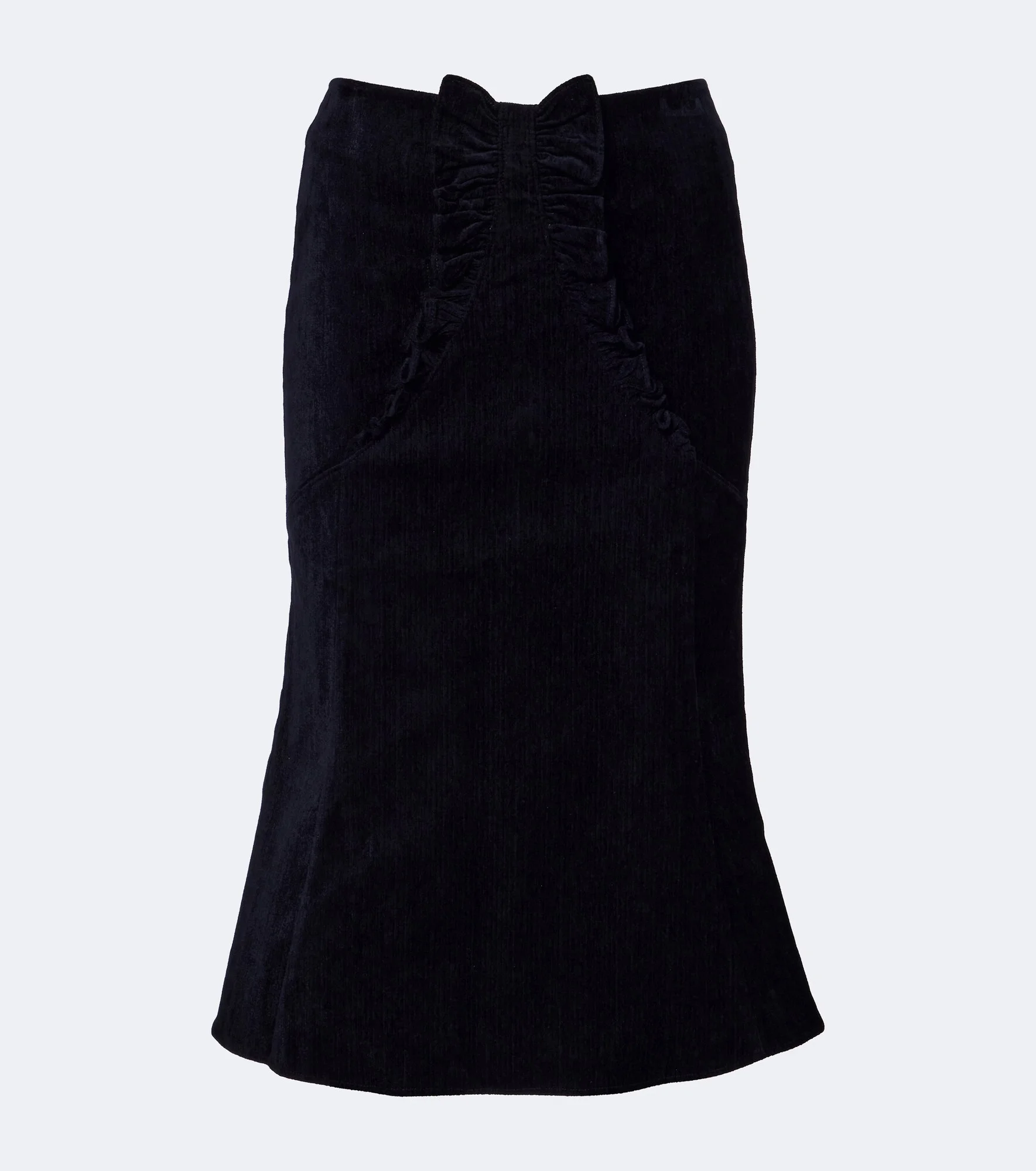Bow-detail ruffled velvet midi skirt - 1