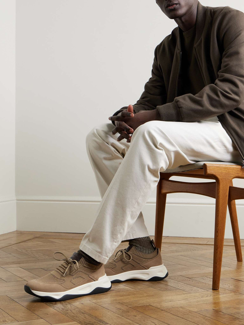 Berluti Shadow Nubuck-Trimmed Stretch-Knit Sneakers outlook