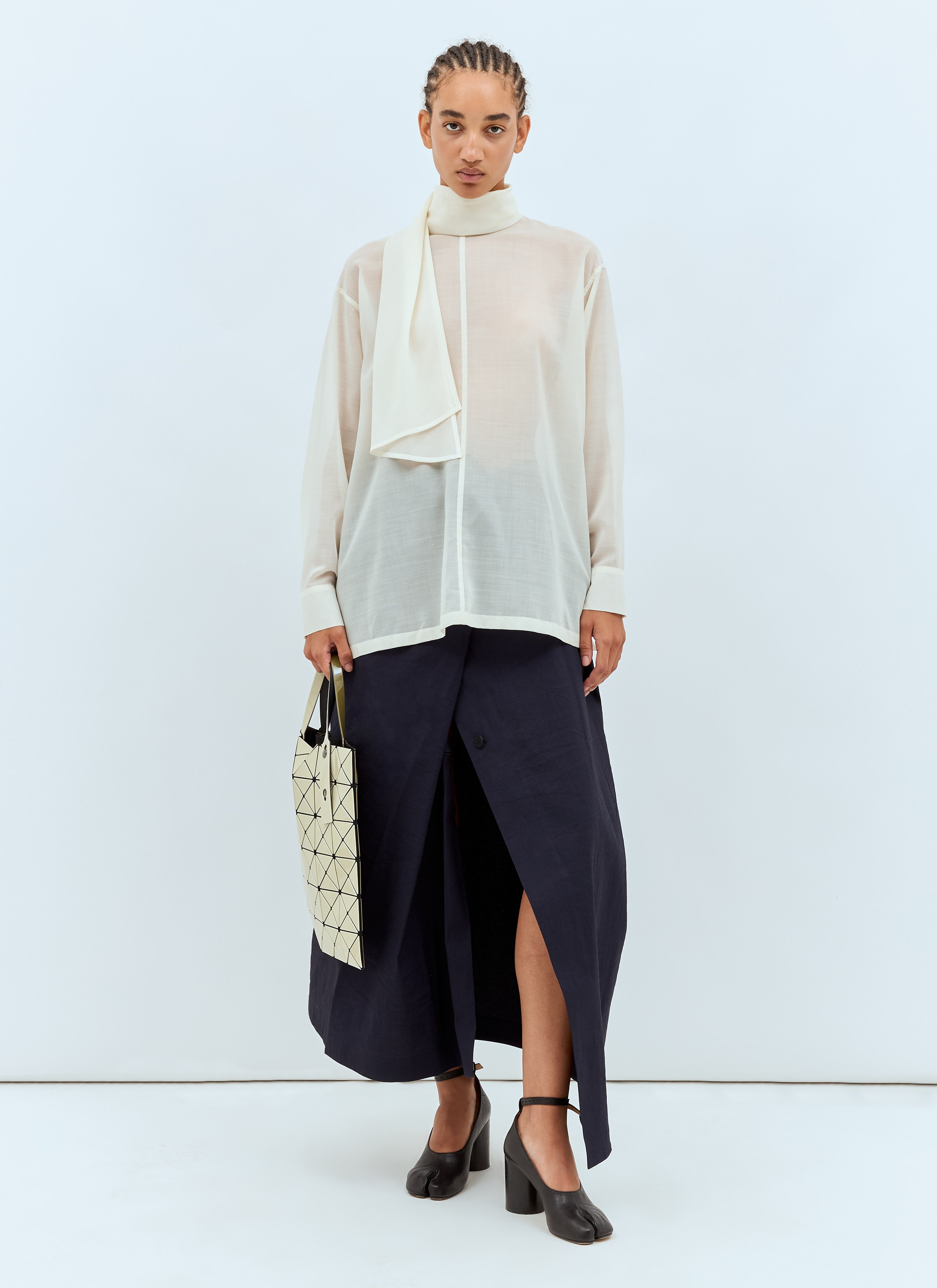 Issey Miyake Women Sheer Shirt With Shawl - 3