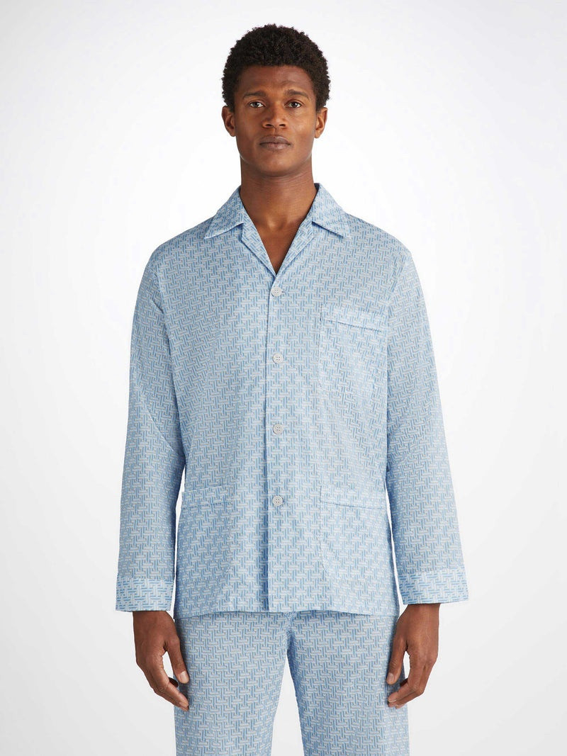 Men's Classic Fit Pyjamas Ledbury 72 Cotton Batiste Blue 3