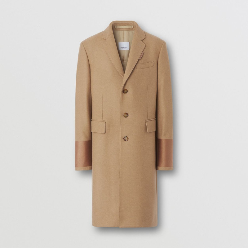 Cuff Detail Camel Hair Wool Tailored Coat 1