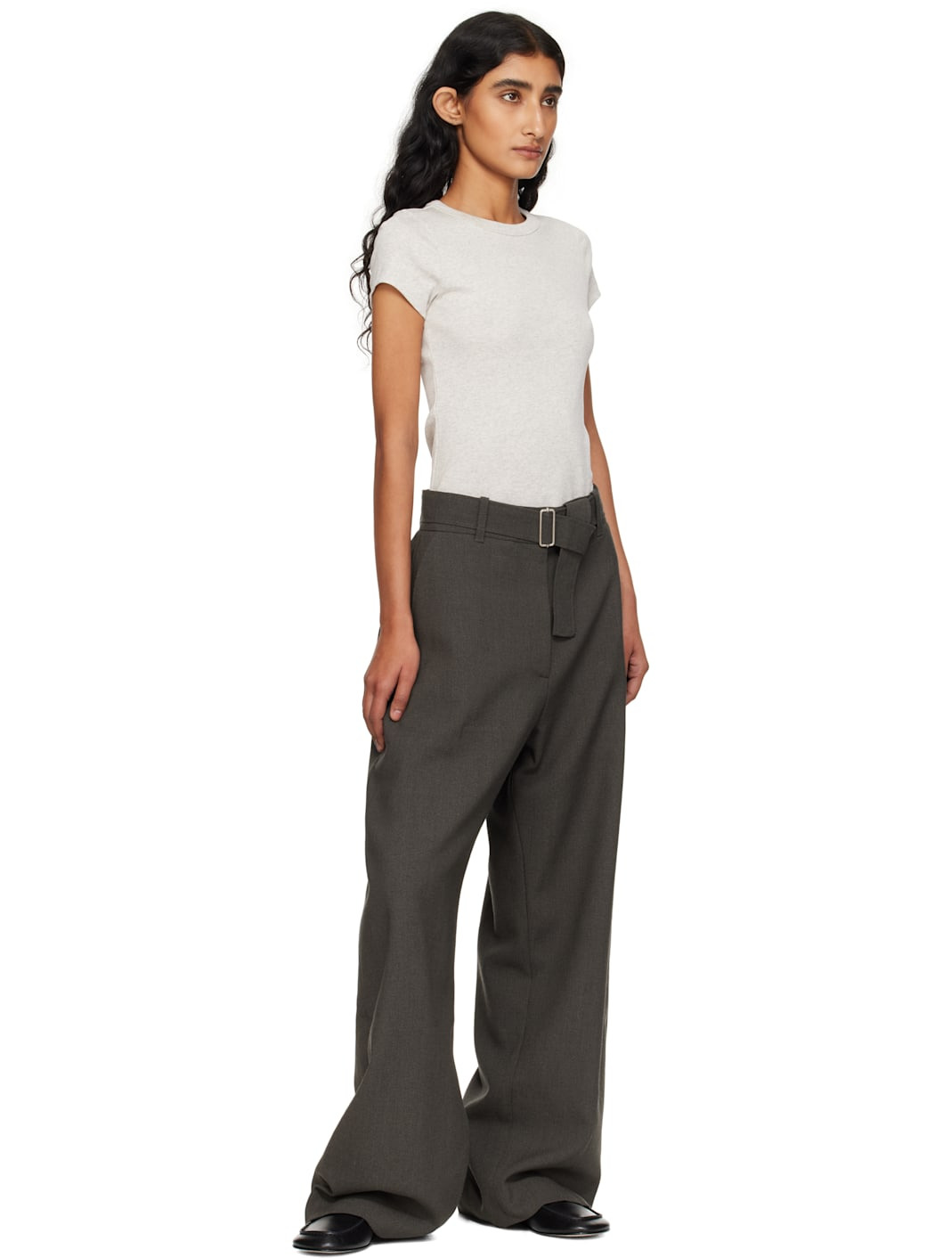 Taupe Belted Round Leg Trousers - 4