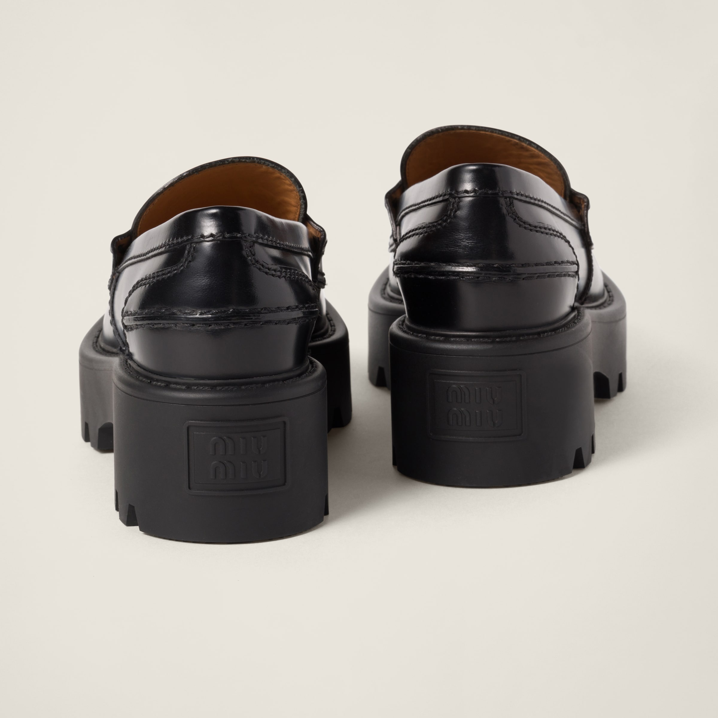 Brushed leather loafers - 3