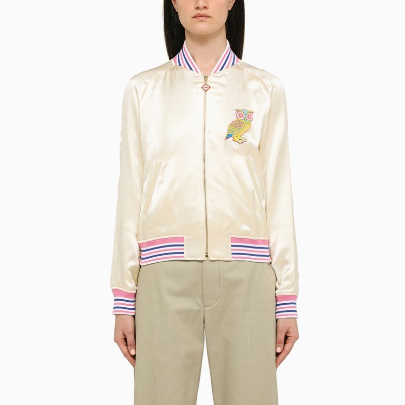 Embroidered satin bomber jacket - 1