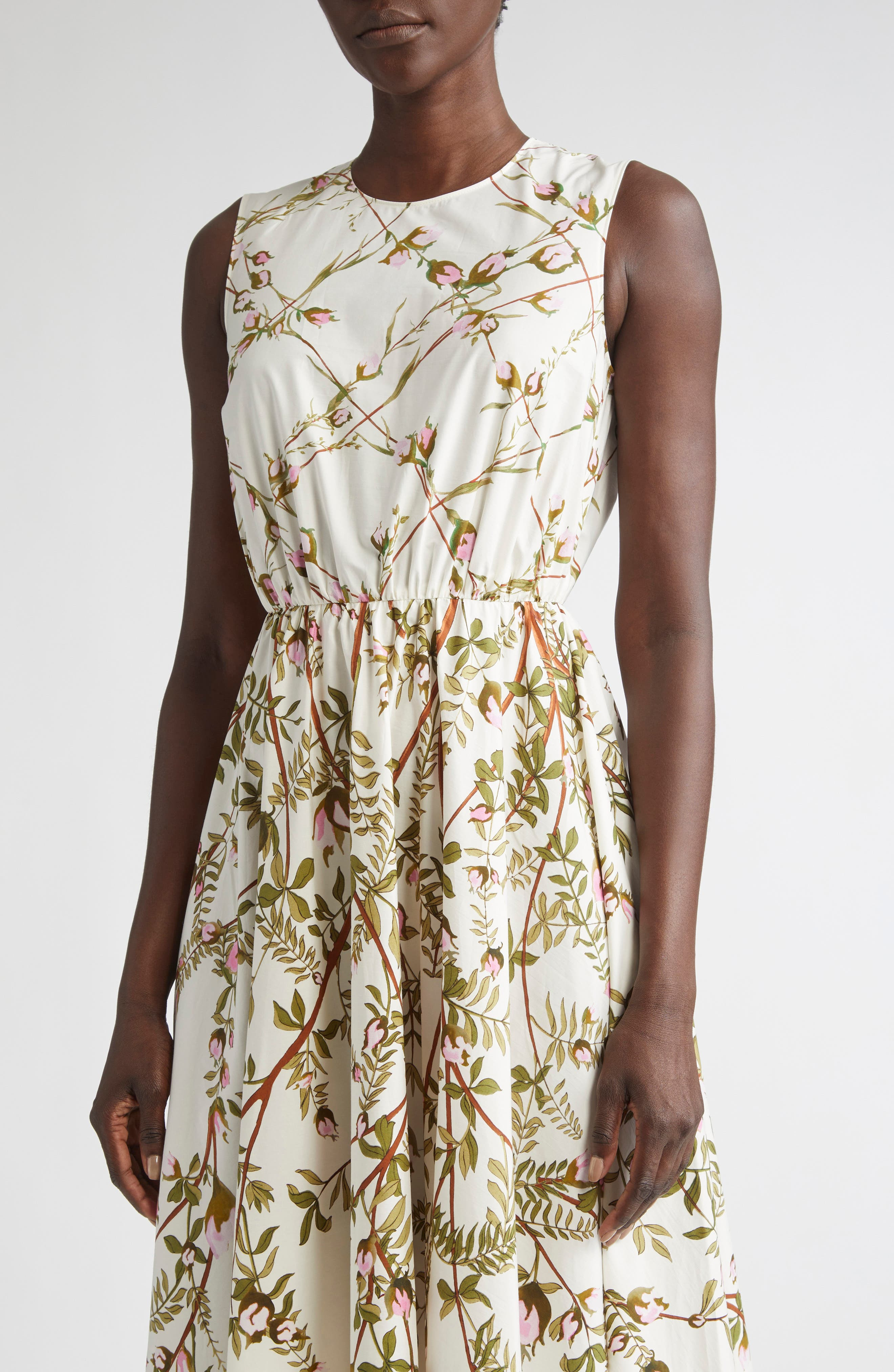Giambattista Valli Floral Sleeveless Cotton Midi Dress in Rose Multi at Nordstrom - 4