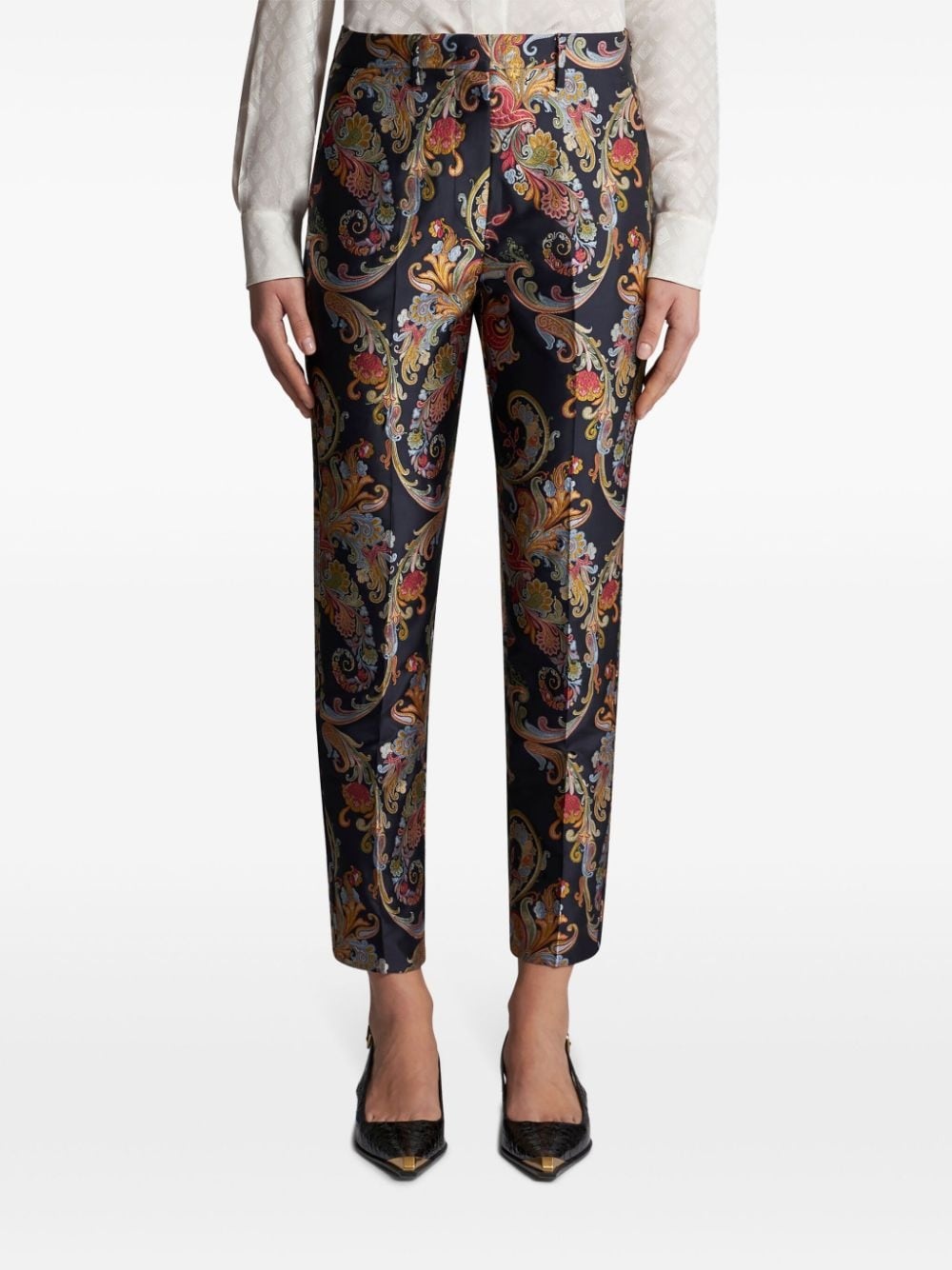jacquard paisley cropped trousers - 3