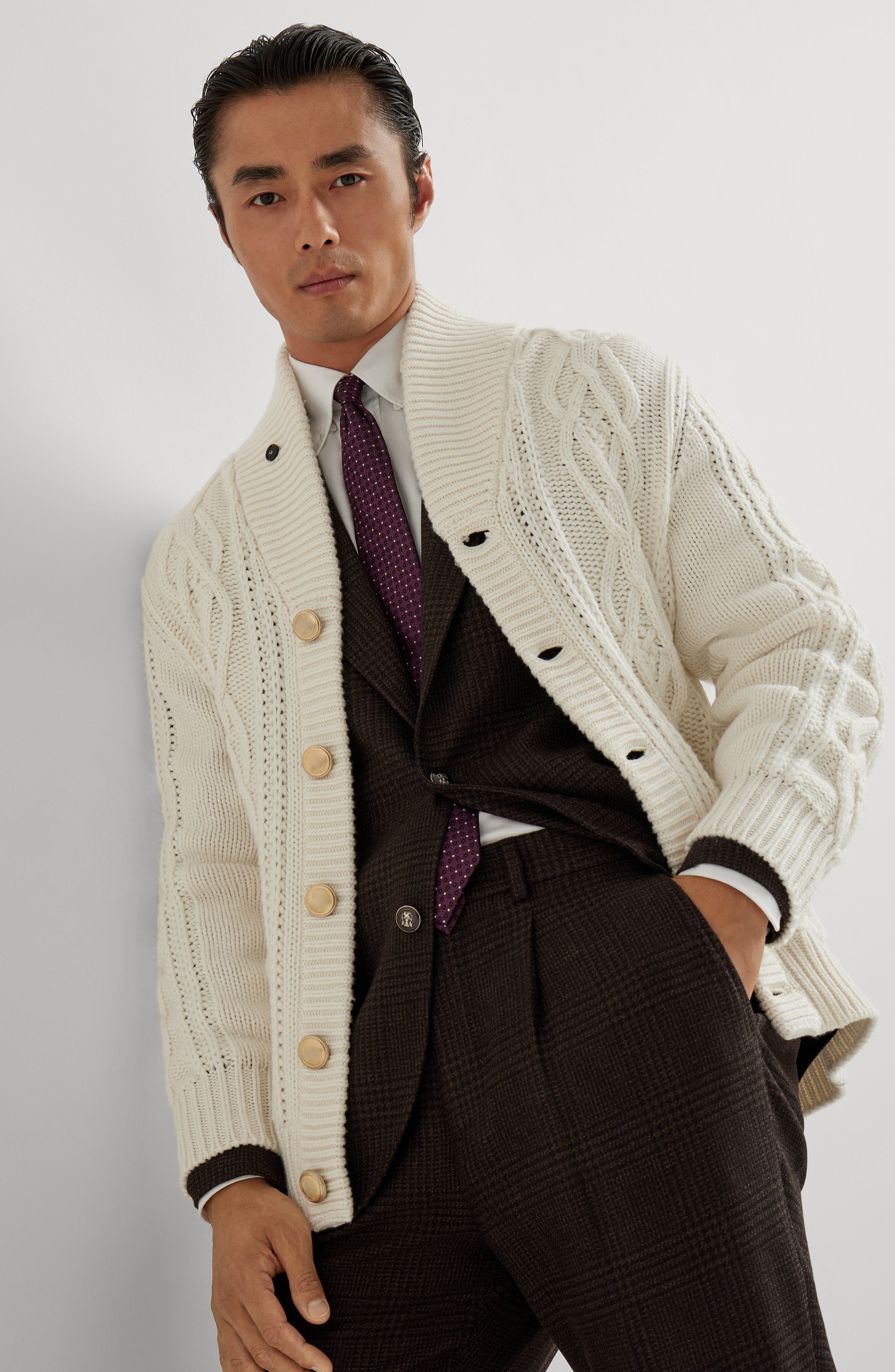 Brunello Cucinelli Cable knit cardigan in Panama at Nordstrom - 5