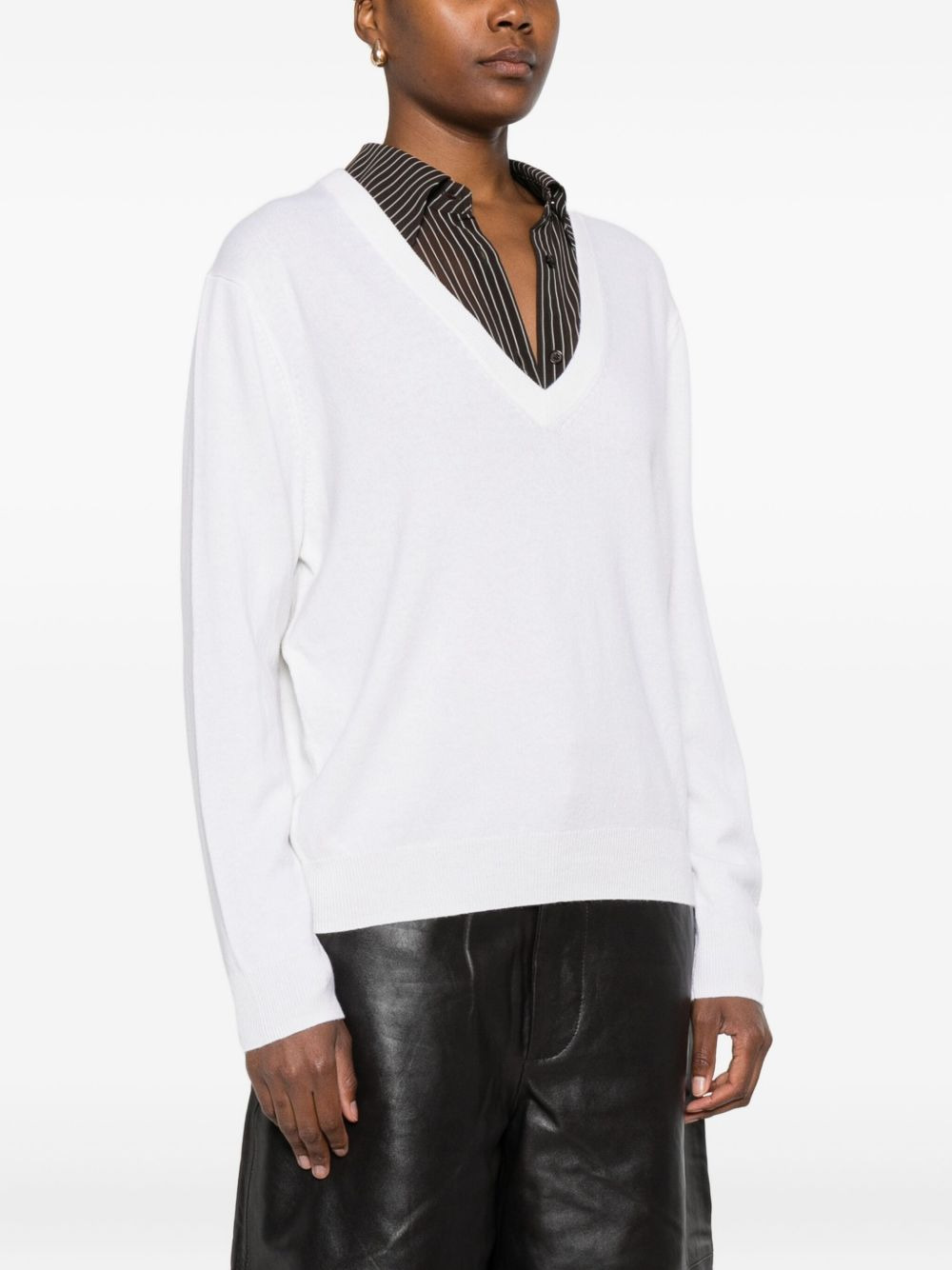V-neck long-sleeve knitwear - 3