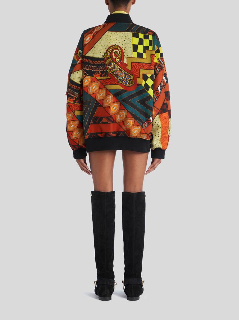 PATCHWORK BOMBER WITH GEOMETRICC PATTERNS 5