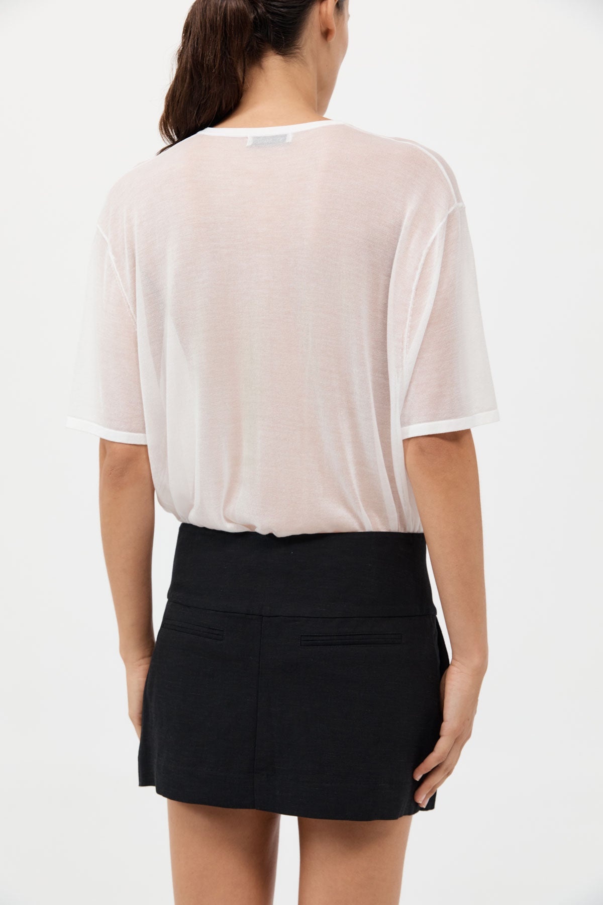 Wide Waistband Mini Skirt - Black - 5