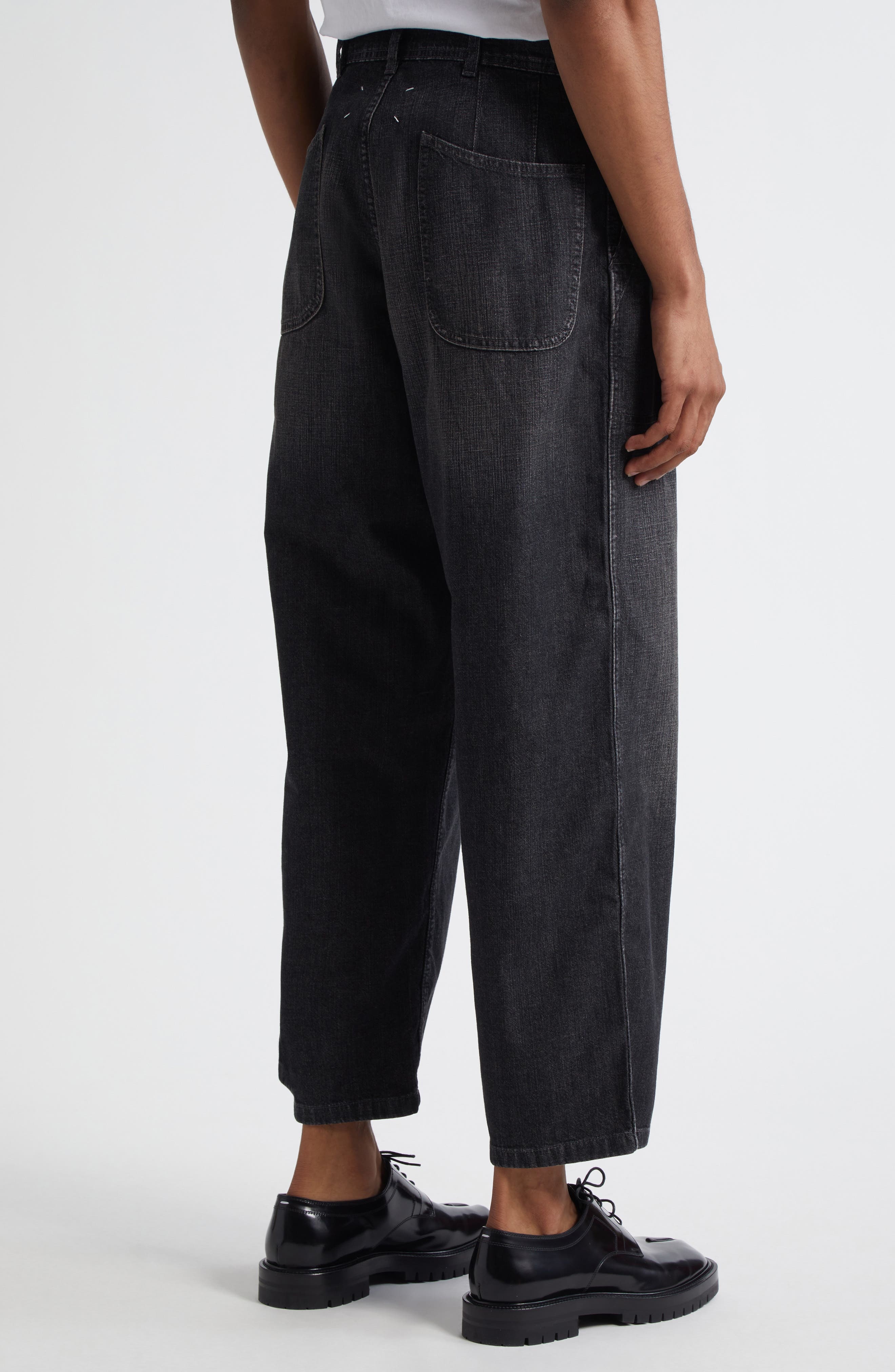 Maison Margiela Paint Splatter Wide Leg Jeans in Black at Nordstrom - 4