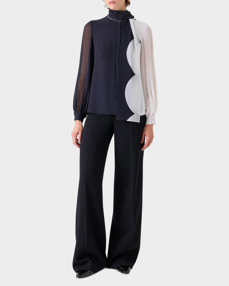 AKRIS Colorblock Silk Crepe Scarf Blouse outlook