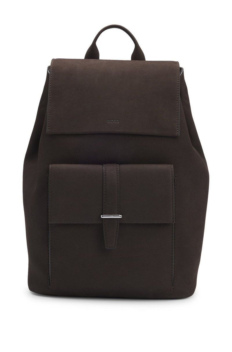 DRAWSTRING BACKPACK IN NUBUCK WITH BRANDED TRIMS 1
