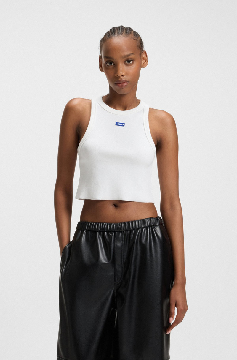 TANK TOP IN STRETCH COTTON WITH LOGO BADGE 2