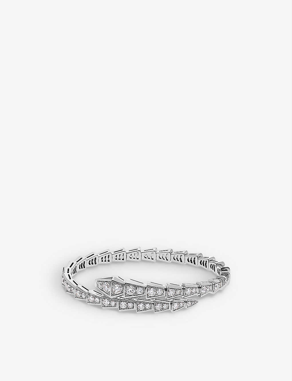 Serpenti Viper 18ct white-gold and 3.28ct brilliant-cut diamond bracelet - 1
